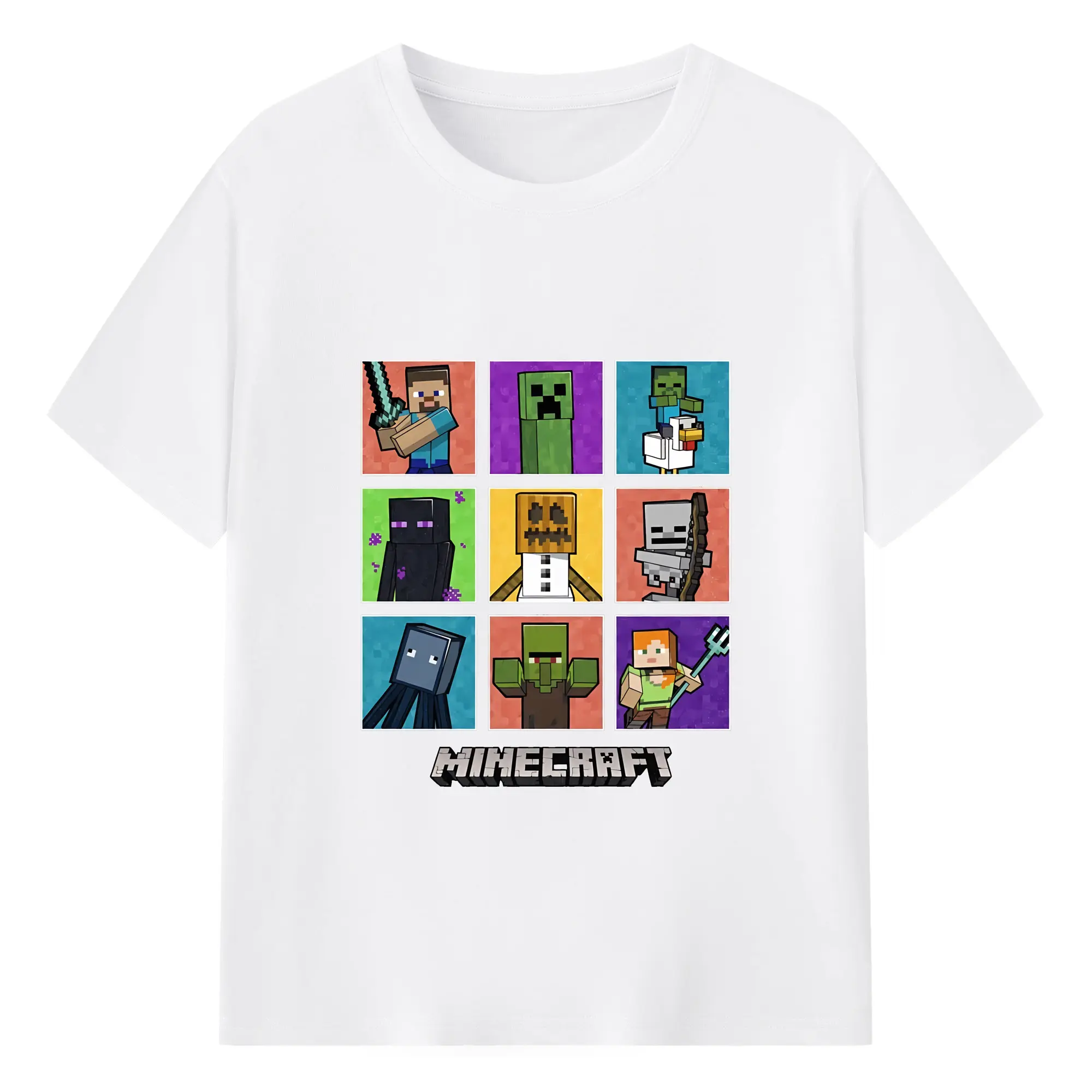 マイクラ グッズ  マイクラ - 綿100％ 半袖Tシャツ ・ フロントプリント ・ 快適 通気性 ・ 日常使い 散歩 スポーツ用