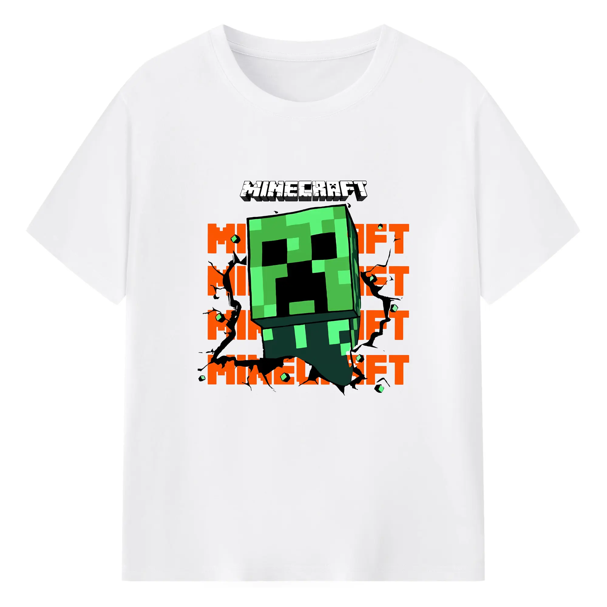 マイクラ グッズ  マイクラ - 綿100％ 半袖Tシャツ ・ フロントプリント ・ 快適 通気性 ・ 日常使い 散歩 スポーツ用