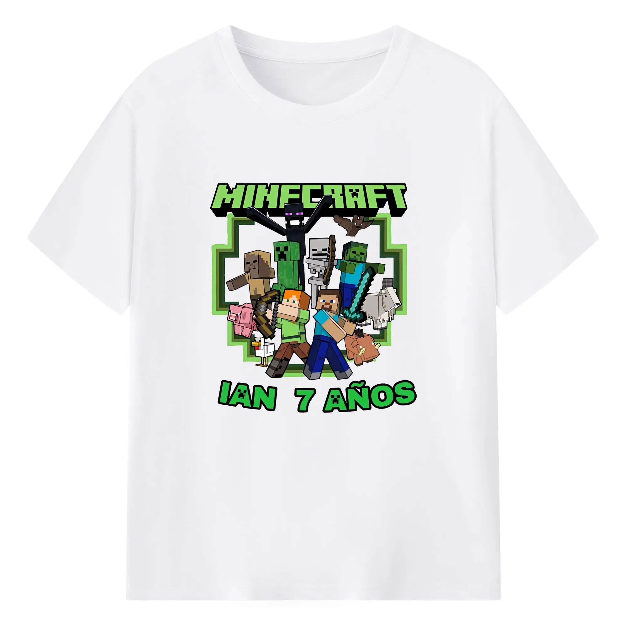 マイクラ グッズ  マイクラ - 綿100％ 半袖Tシャツ ・ フロントプリント ・ 快適 通気性 ・ 日常使い 散歩 スポーツ用