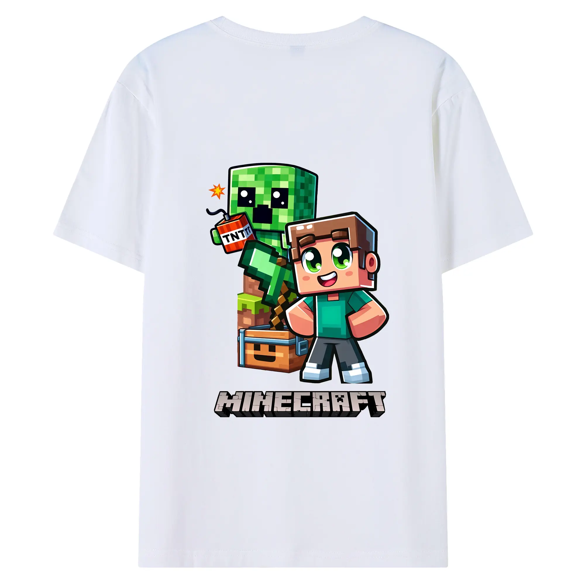 マイクラ グッズ  マイクラ - 綿100％ 半袖Tシャツ ・ バックプリント ・ 快適 通気性 ・ 日常使い 散歩 スポーツ用