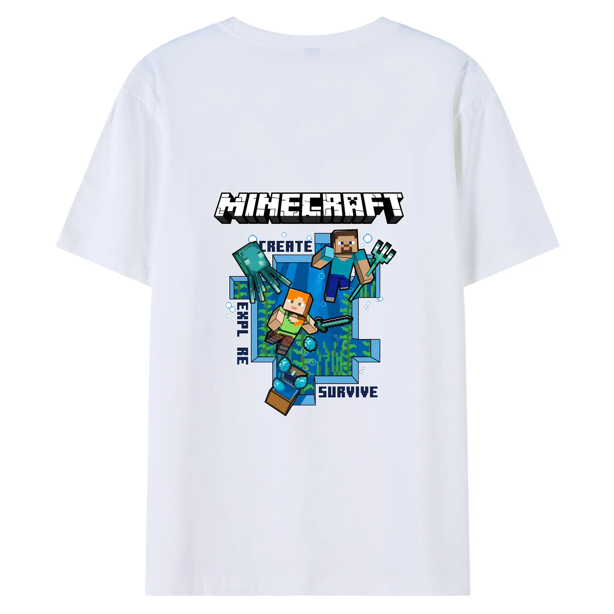 マイクラ グッズ  マイクラ - 綿100％ 半袖Tシャツ ・ バックプリント ・ 快適 通気性 ・ 日常使い 散歩 スポーツ用