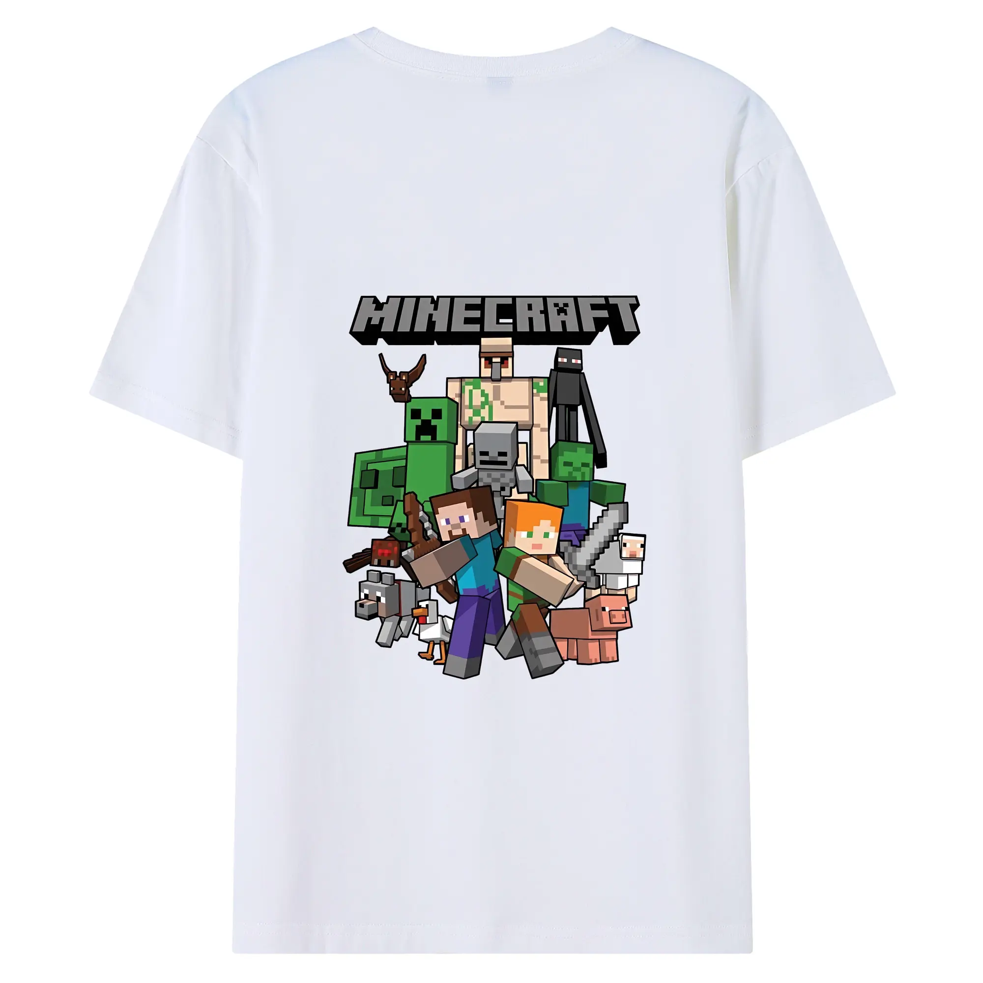 マイクラ グッズ  マイクラ - 綿100％ 半袖Tシャツ ・ バックプリント ・ 快適 通気性 ・ 日常使い 散歩 スポーツ用