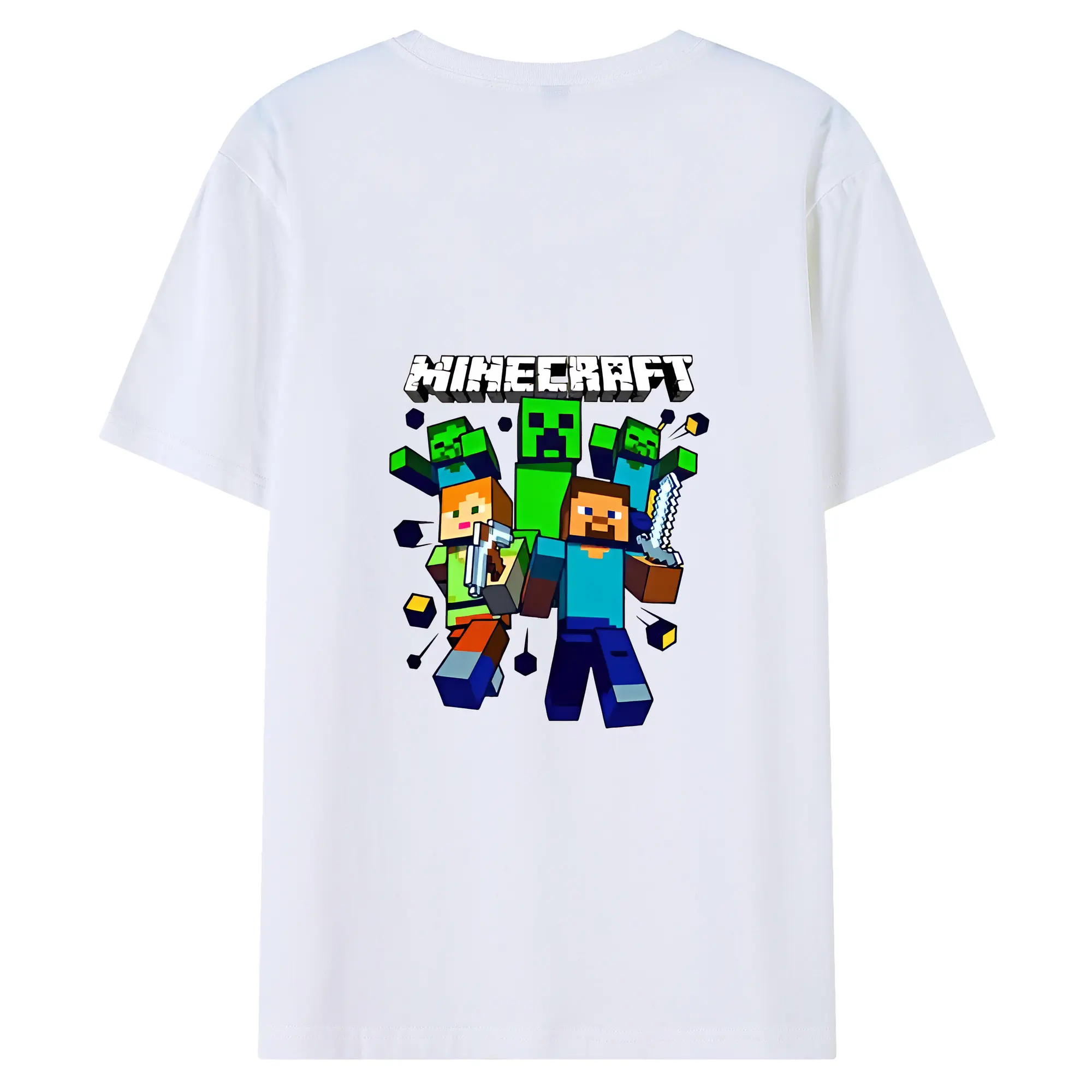 マイクラ グッズ  マイクラ - 綿100％ 半袖Tシャツ ・ バックプリント ・ 快適 通気性 ・ 日常使い 散歩 スポーツ用
