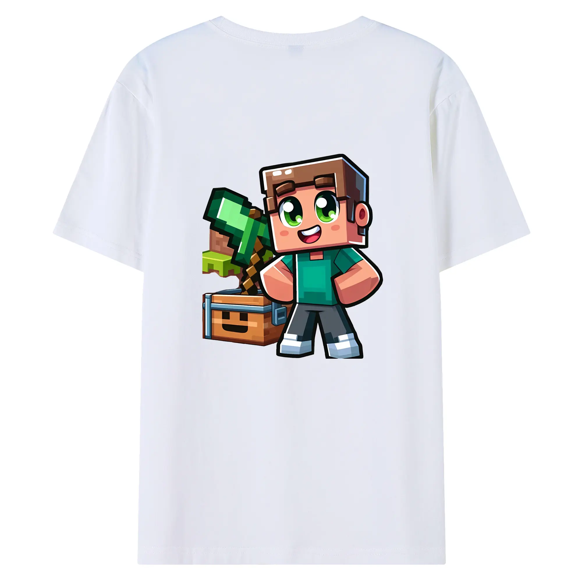 マイクラ グッズ  マイクラ - 綿100％ 半袖Tシャツ ・ バックプリント ・ 快適 通気性 ・ 日常使い 散歩 スポーツ用