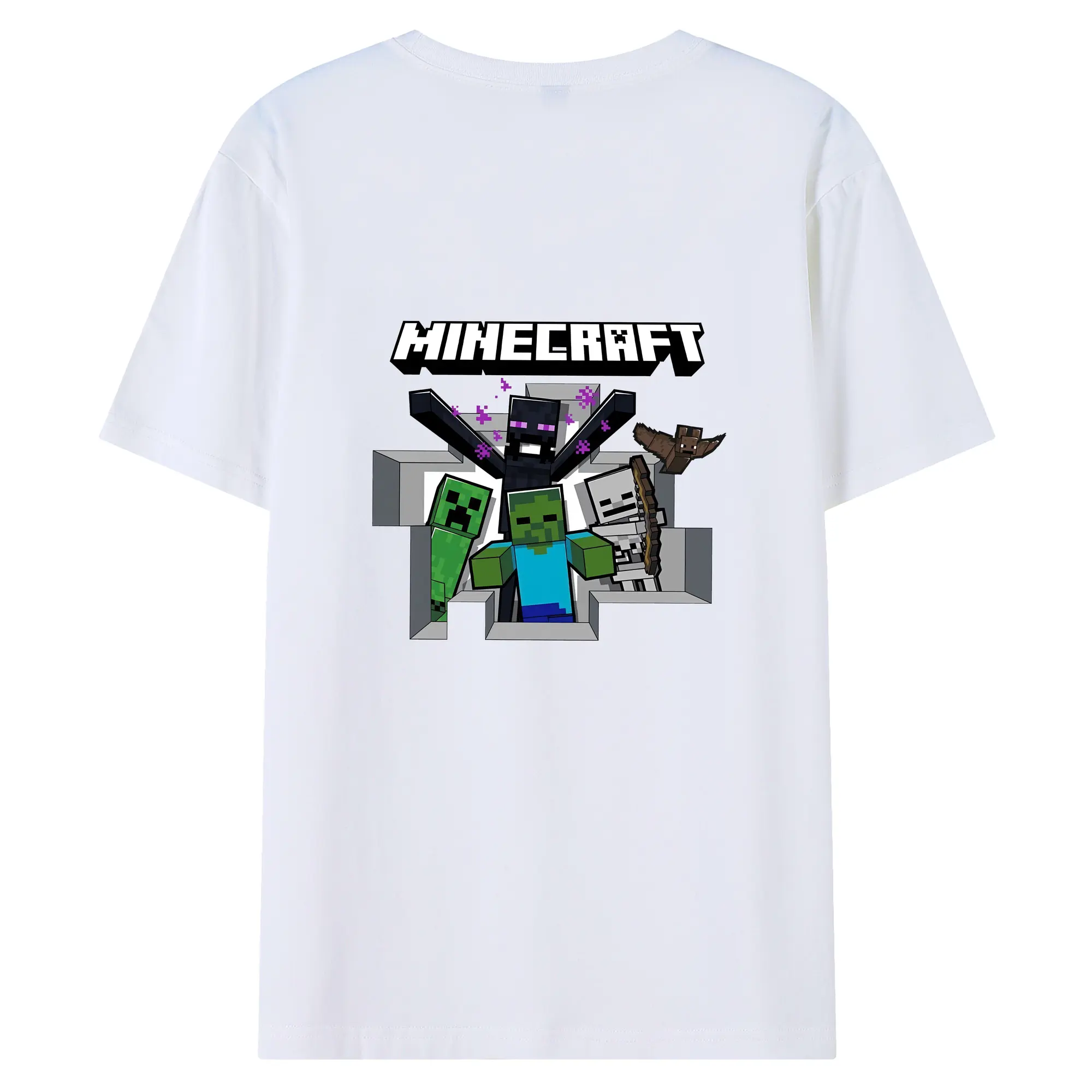 マイクラ グッズ  マイクラ - 綿100％ 半袖Tシャツ ・ バックプリント ・ 快適 通気性 ・ 日常使い 散歩 スポーツ用