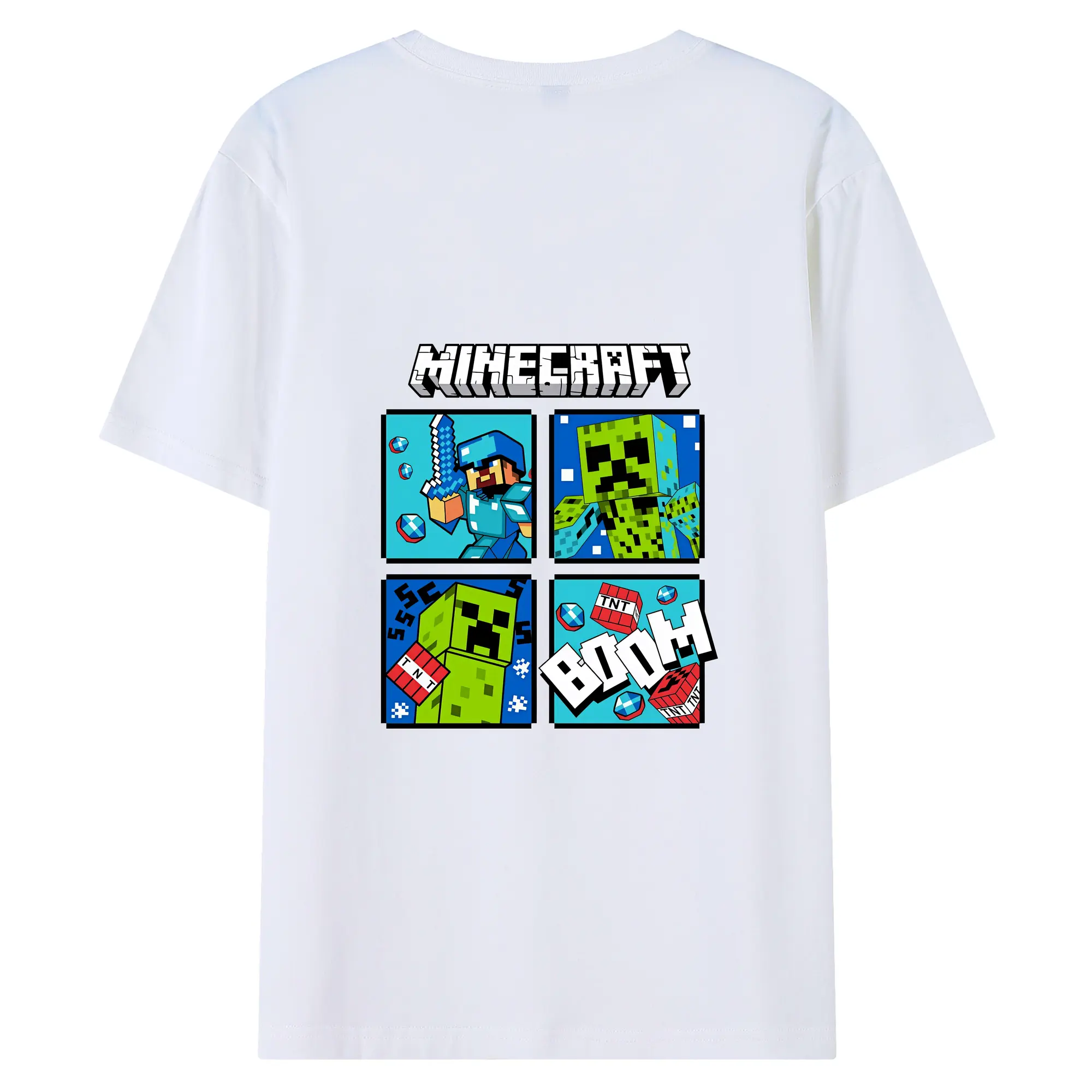 マイクラ グッズ  マイクラ - 綿100％ 半袖Tシャツ ・ バックプリント ・ 快適 通気性 ・ 日常使い 散歩 スポーツ用