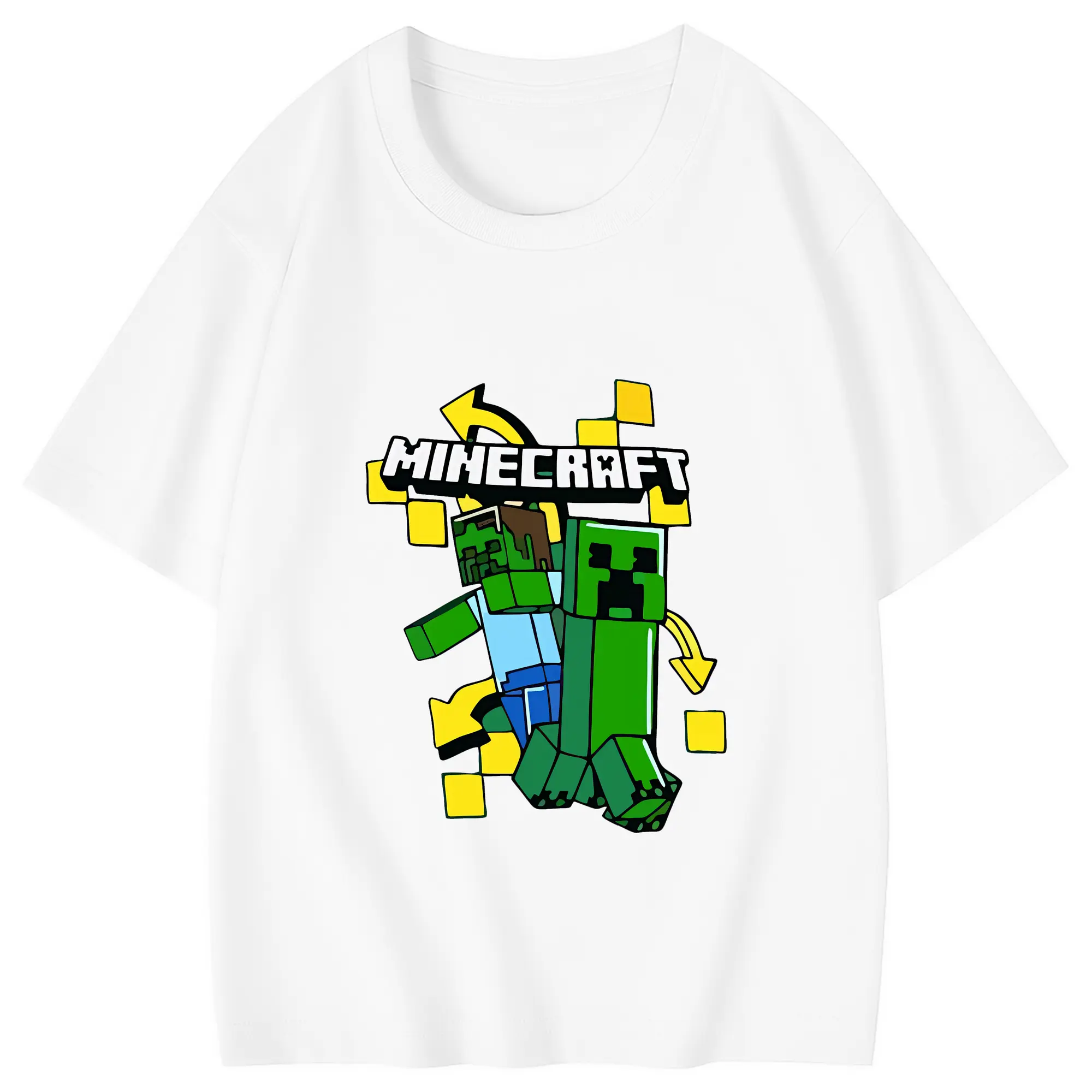 マイクラ グッズ  マイクラ - 綿100％ キッズTシャツ ・ フロントプリント ・ 快適 通気性 ・ スポーツ カジュアル 散歩用