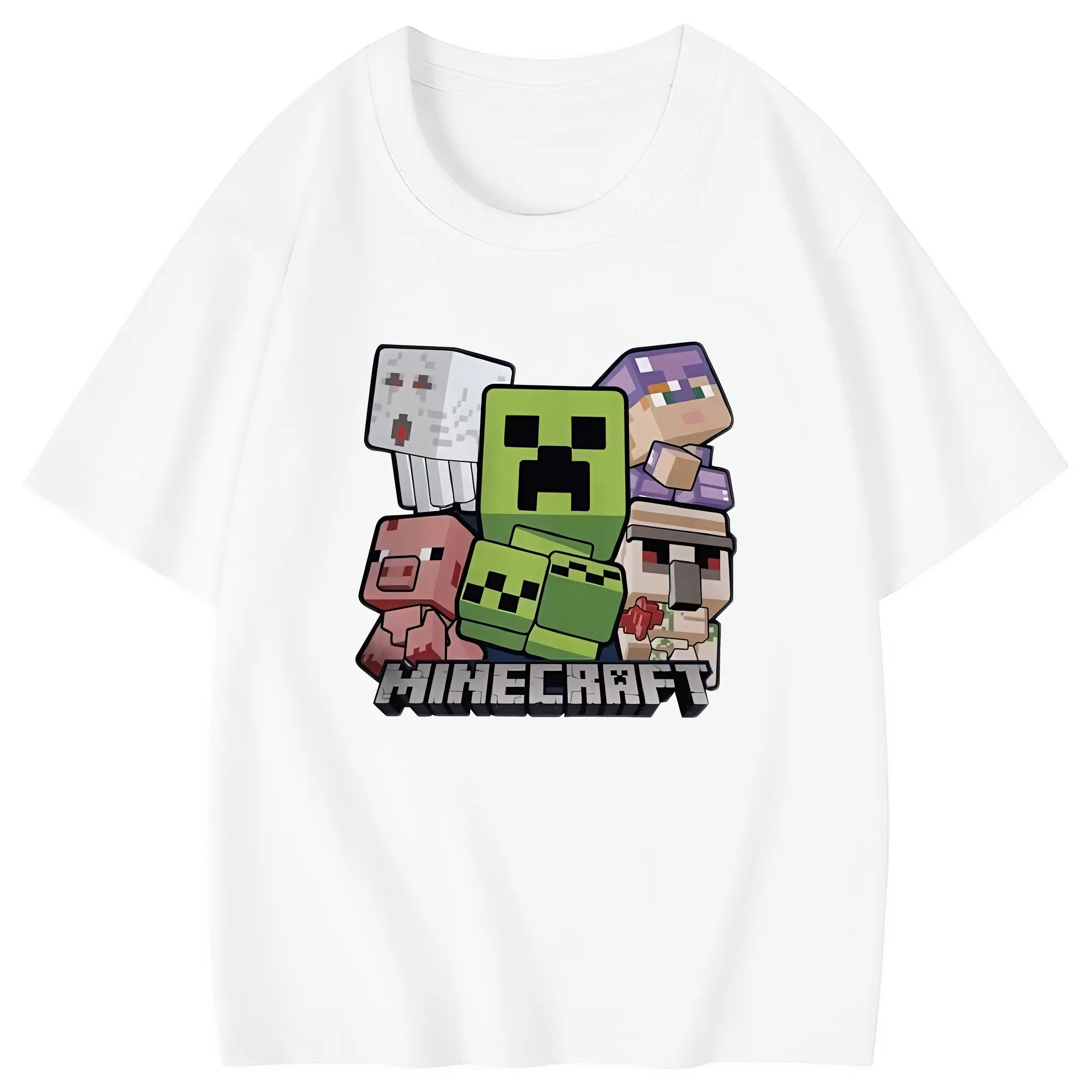 マイクラ グッズ  マイクラ - 綿100％ キッズTシャツ ・ フロントプリント ・ 快適 通気性 ・ スポーツ カジュアル 散歩用