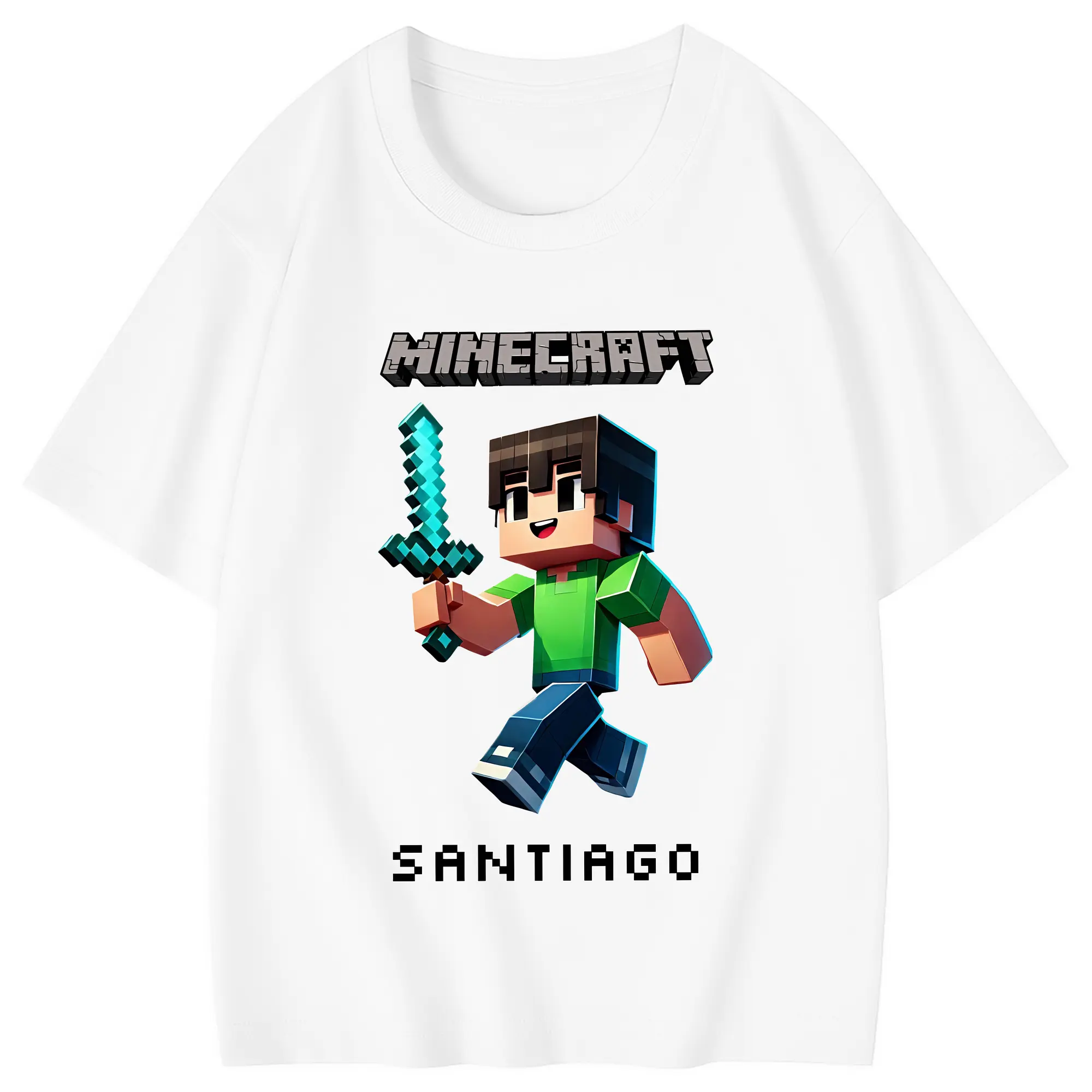 マイクラ グッズ  マイクラ - 綿100％ キッズTシャツ ・ フロントプリント ・ 快適 通気性 ・ スポーツ カジュアル 散歩用