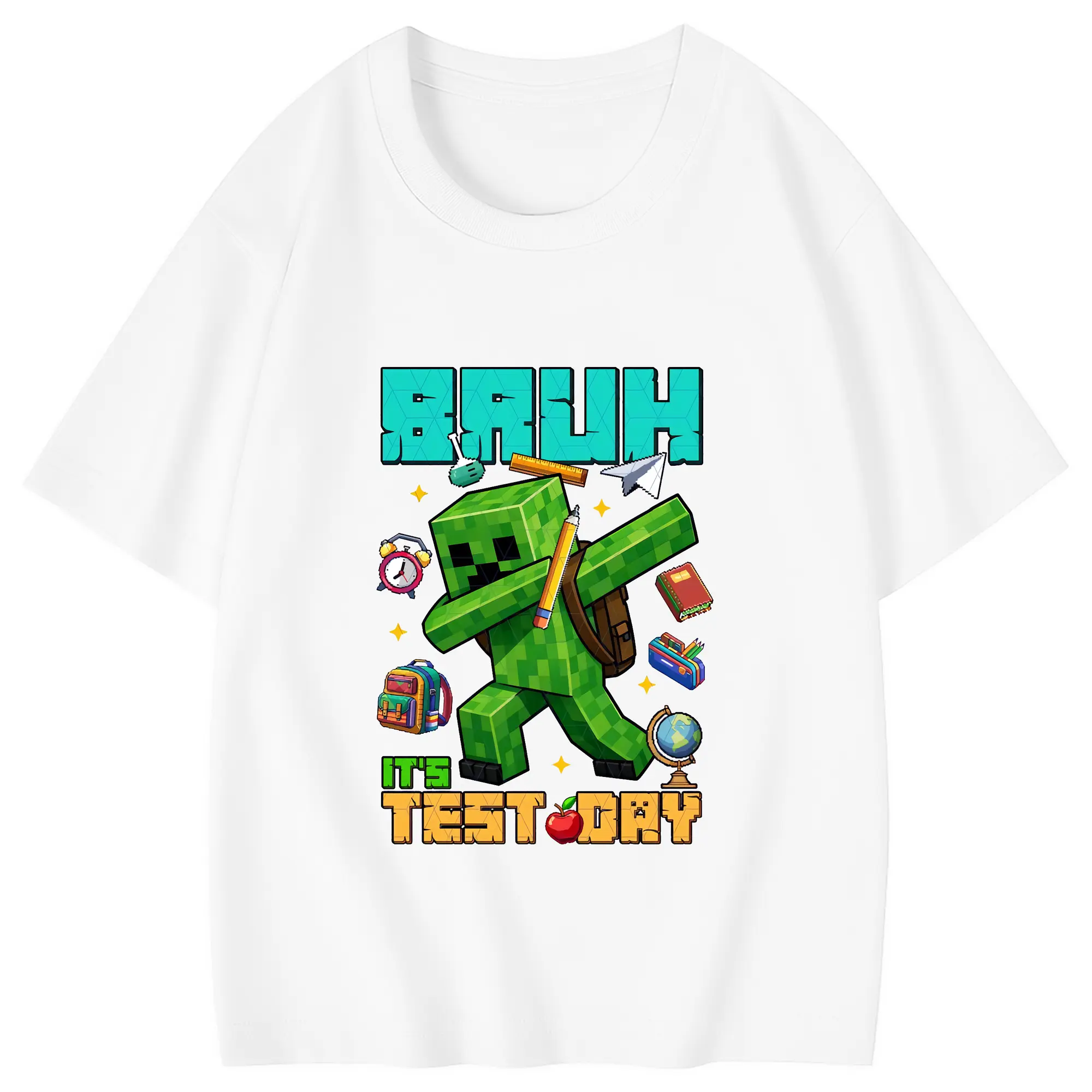 マイクラ グッズ  マイクラ - 綿100％ キッズTシャツ ・ フロントプリント ・ 快適 通気性 ・ スポーツ カジュアル 散歩用