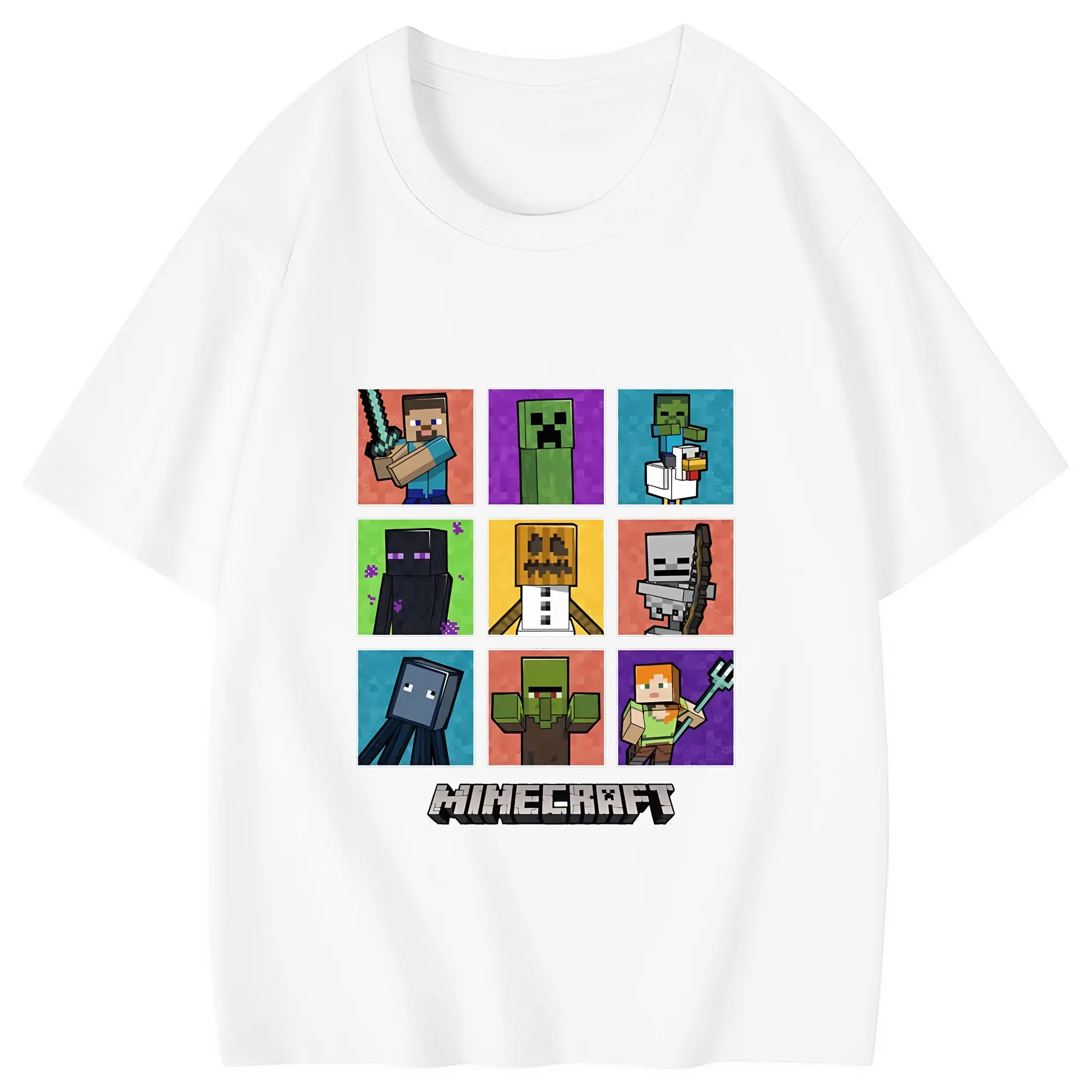 マイクラ グッズ  マイクラ - 綿100％ キッズTシャツ ・ フロントプリント ・ 快適 通気性 ・ スポーツ カジュアル 散歩用