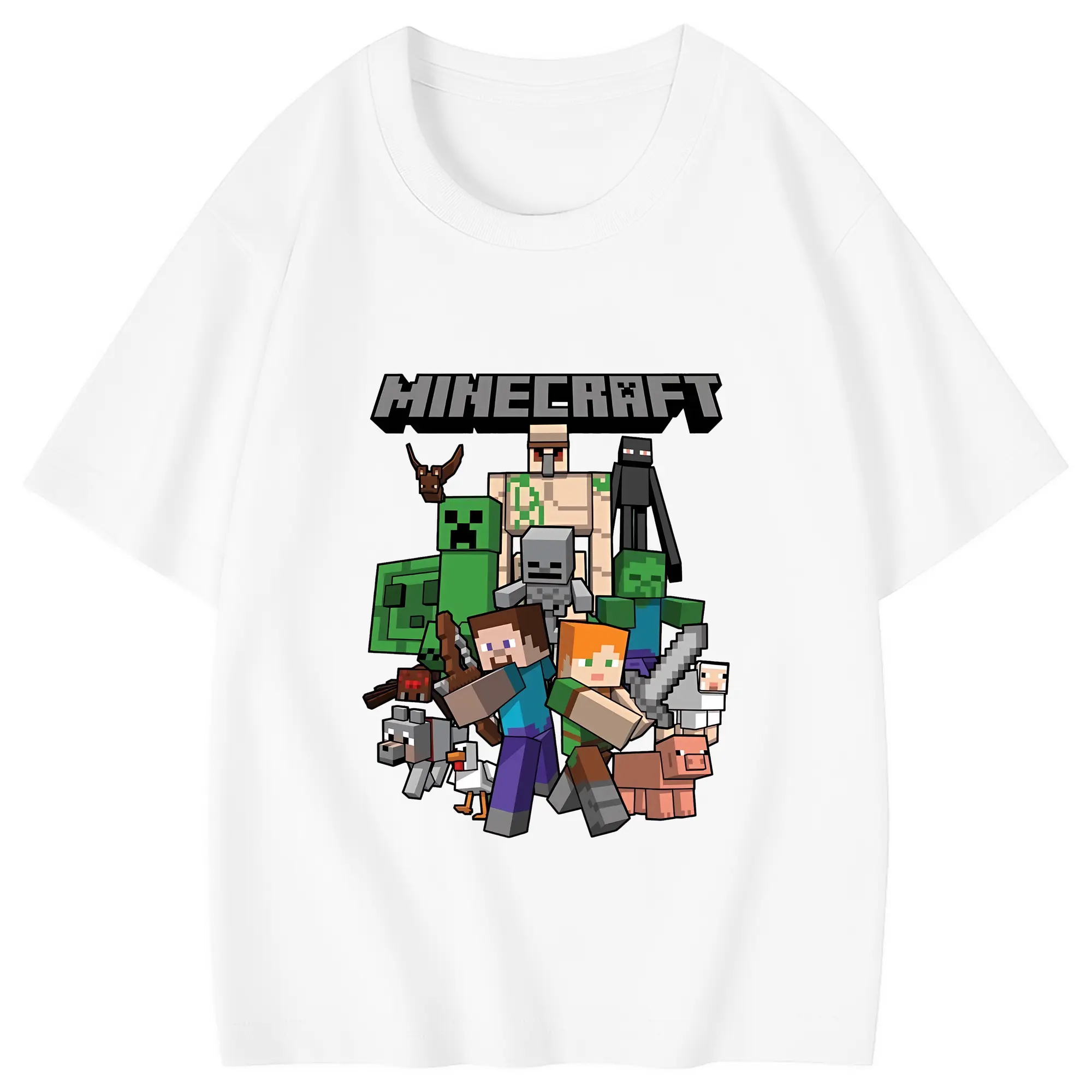 マイクラ グッズ  マイクラ - 綿100％ キッズTシャツ ・ フロントプリント ・ 快適 通気性 ・ スポーツ カジュアル 散歩用