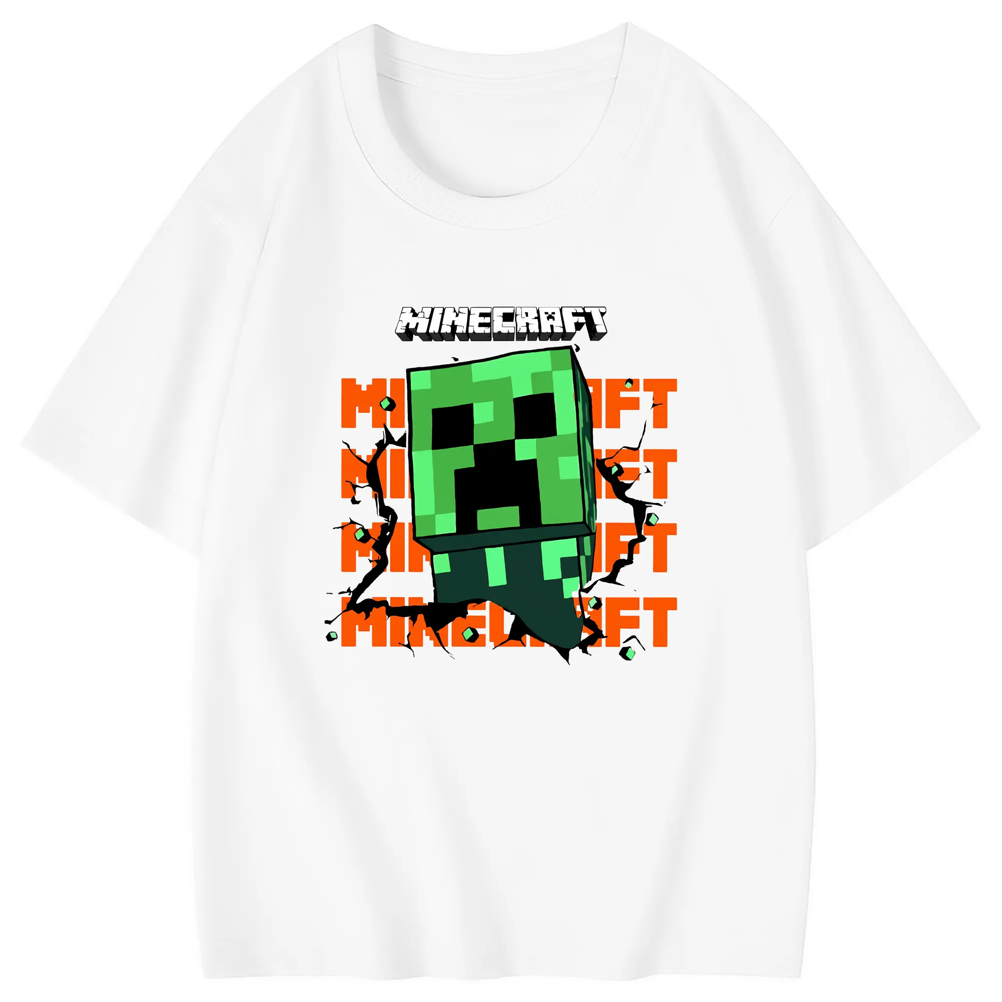 マイクラ グッズ  マイクラ - 綿100％ キッズTシャツ ・ フロントプリント ・ 快適 通気性 ・ スポーツ カジュアル 散歩用