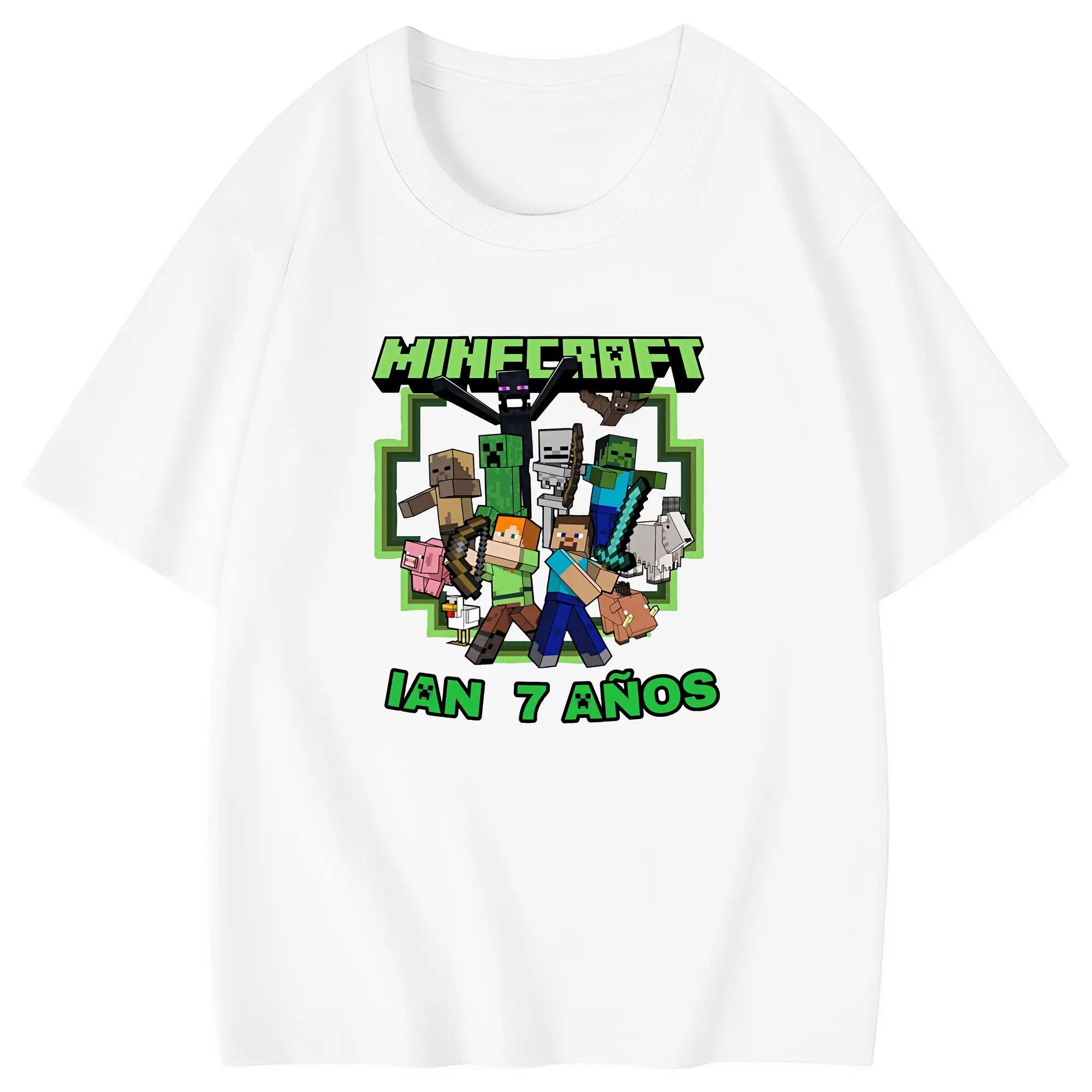 マイクラ グッズ  マイクラ - 綿100％ キッズTシャツ ・ フロントプリント ・ 快適 通気性 ・ スポーツ カジュアル 散歩用