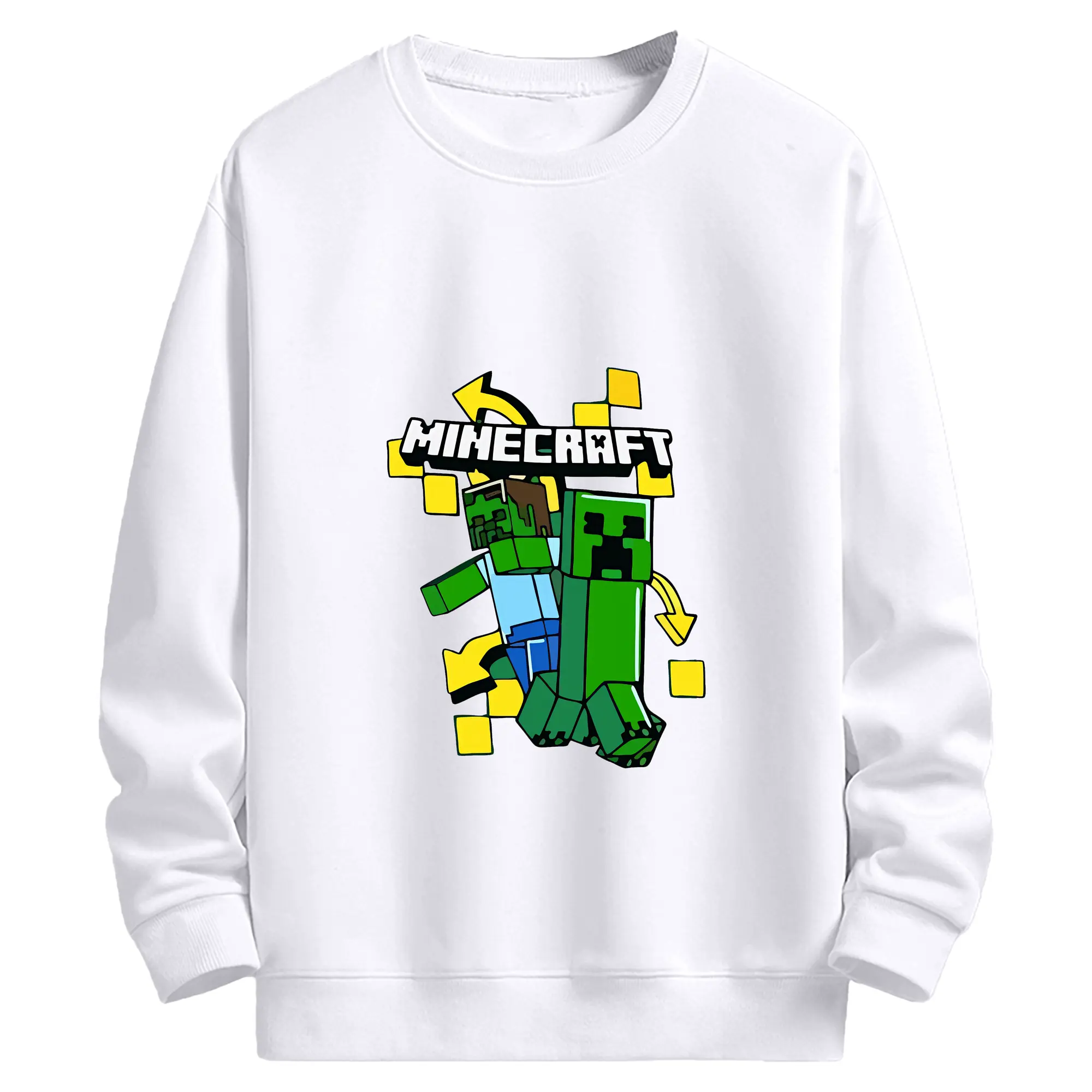 マイクラ グッズ  マイクラ - 高品質 クルーネック スウェット ・ コットン59％ ポリエステル41％ ・ ユニセックス 長袖 トレーナー ・ カジュアル デイリー スポーツ 散歩用