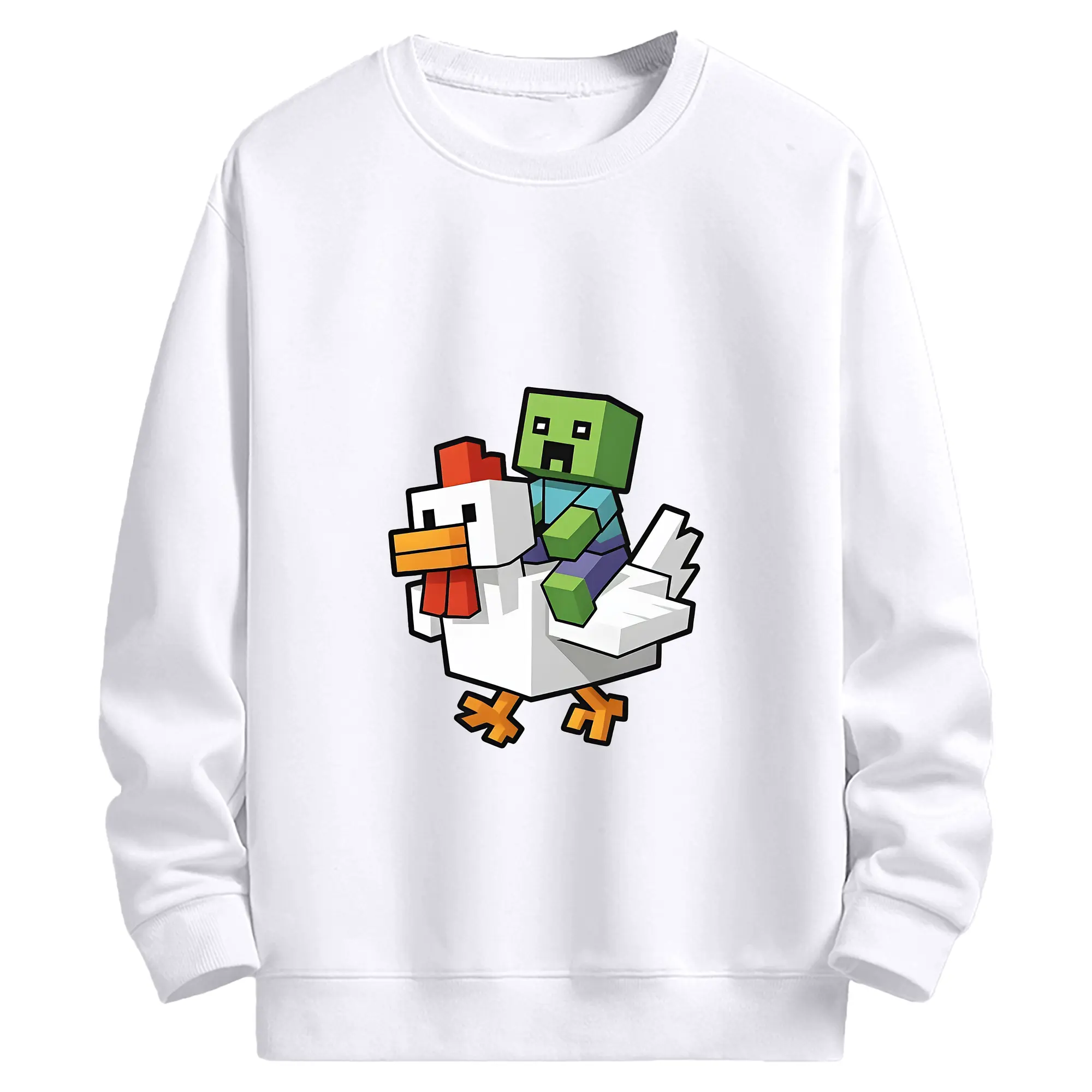 マイクラ グッズ  マイクラ - 高品質 クルーネック スウェット ・ コットン59％ ポリエステル41％ ・ ユニセックス 長袖 トレーナー ・ カジュアル デイリー スポーツ 散歩用