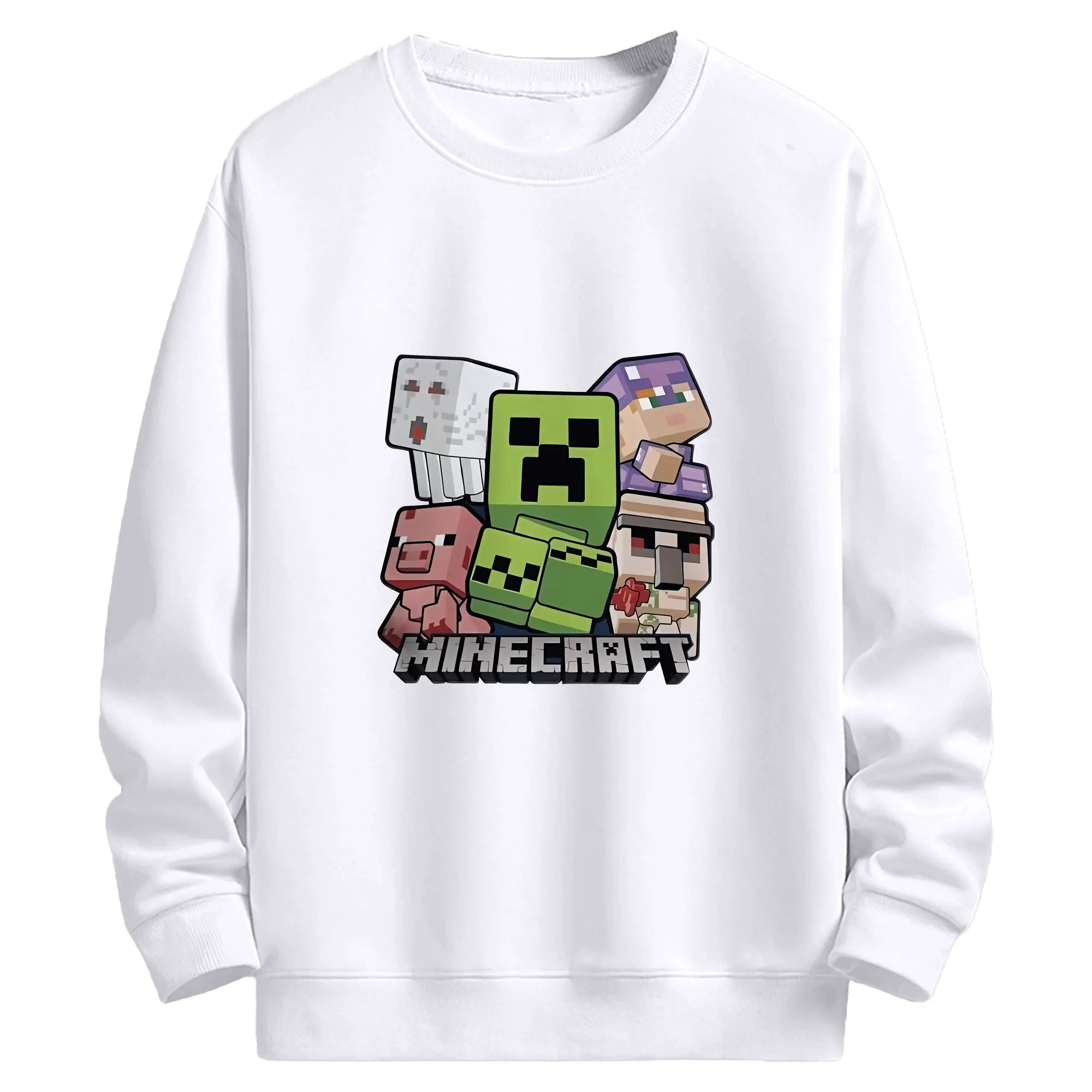 マイクラ グッズ  マイクラ - 高品質 クルーネック スウェット ・ コットン59％ ポリエステル41％ ・ ユニセックス 長袖 トレーナー ・ カジュアル デイリー スポーツ 散歩用