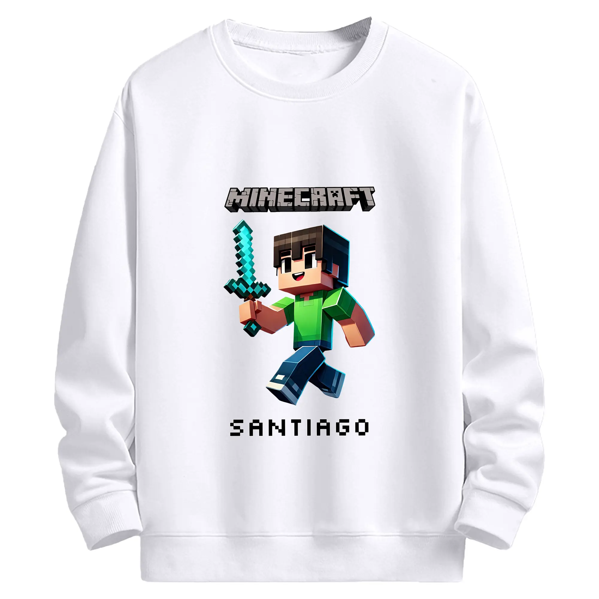 マイクラ グッズ  マイクラ - 高品質 クルーネック スウェット ・ コットン59％ ポリエステル41％ ・ ユニセックス 長袖 トレーナー ・ カジュアル デイリー スポーツ 散歩用