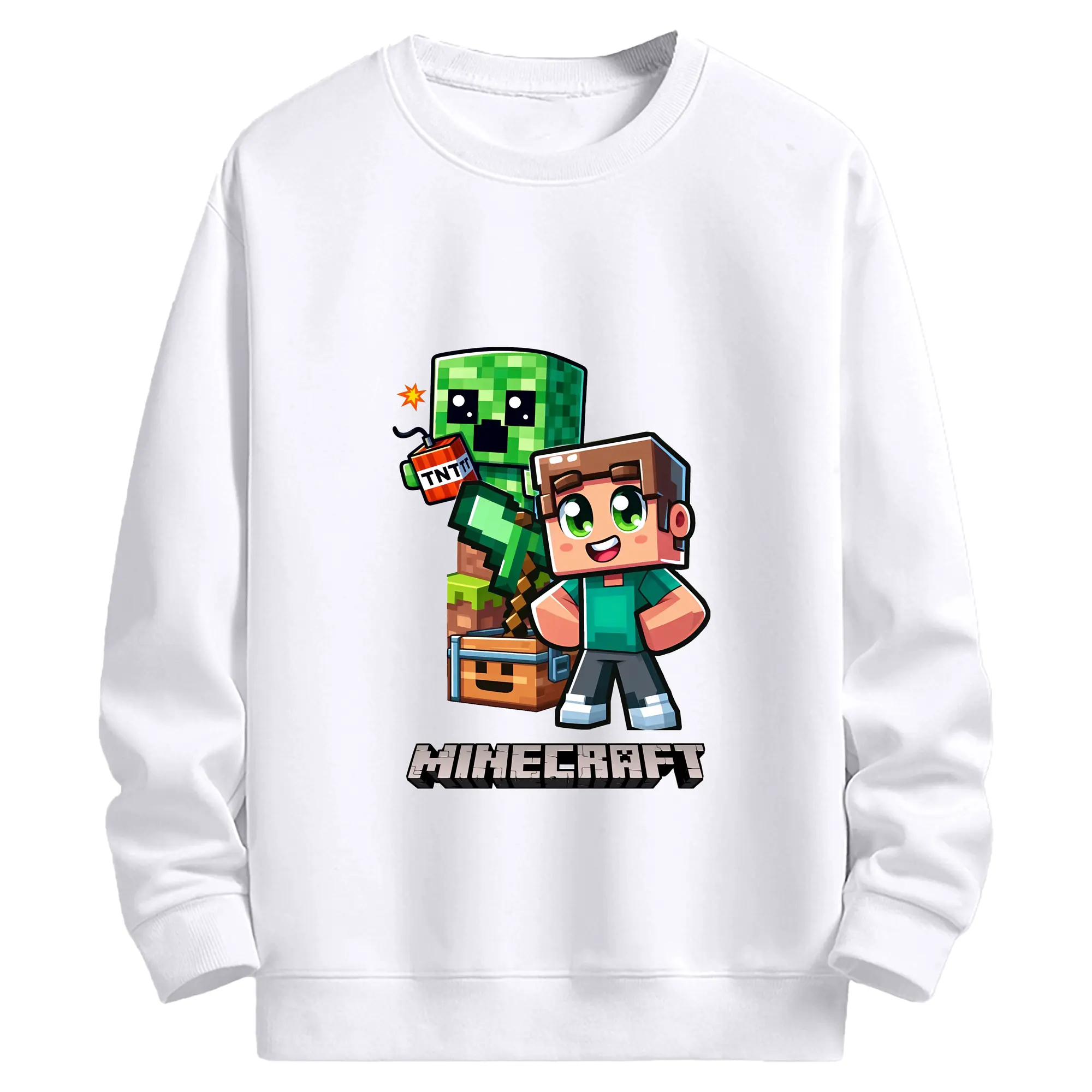 マイクラ グッズ  マイクラ - 高品質 クルーネック スウェット ・ コットン59％ ポリエステル41％ ・ ユニセックス 長袖 トレーナー ・ カジュアル デイリー スポーツ 散歩用