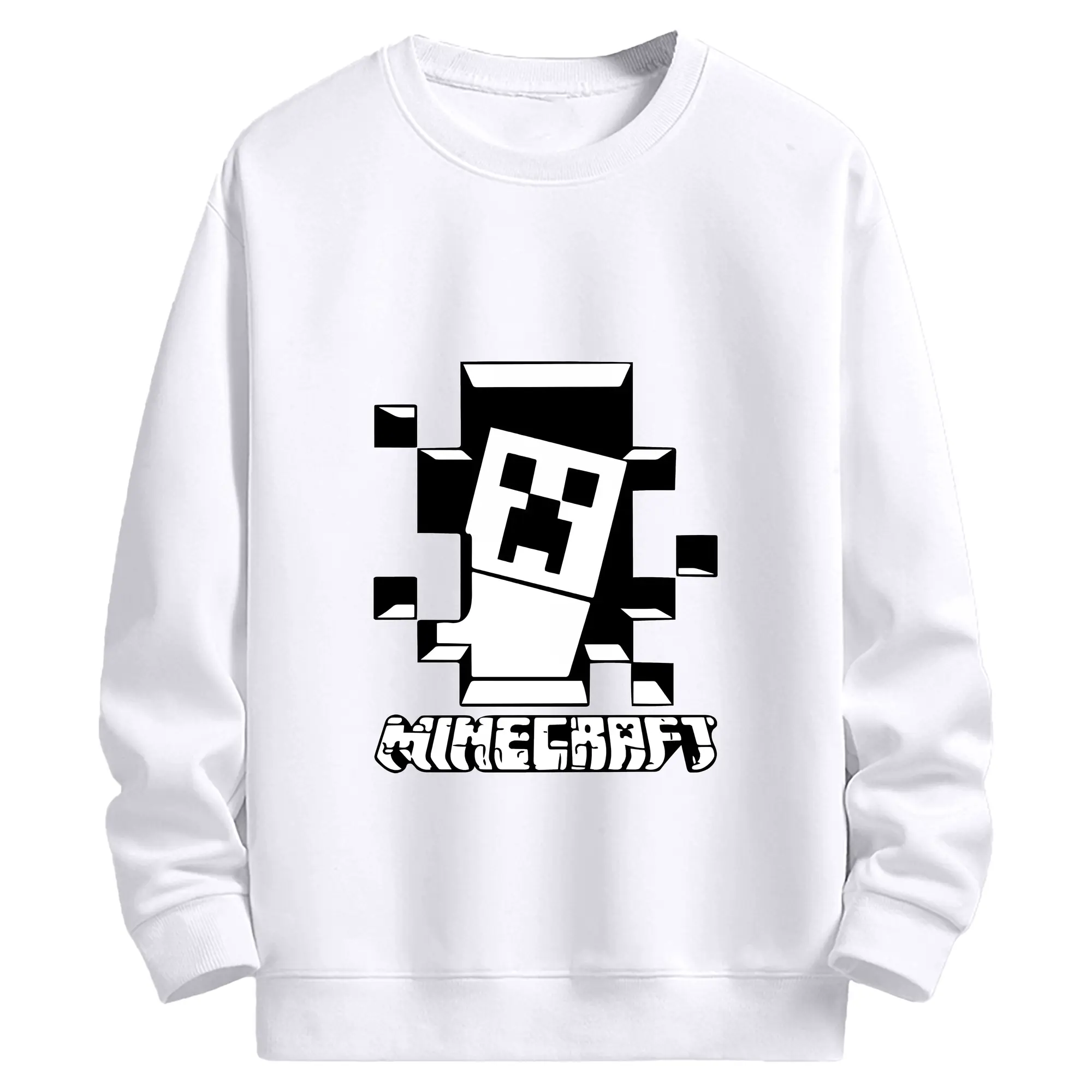 マイクラ グッズ  マイクラ - 高品質 クルーネック スウェット ・ コットン59％ ポリエステル41％ ・ ユニセックス 長袖 トレーナー ・ カジュアル デイリー スポーツ 散歩用