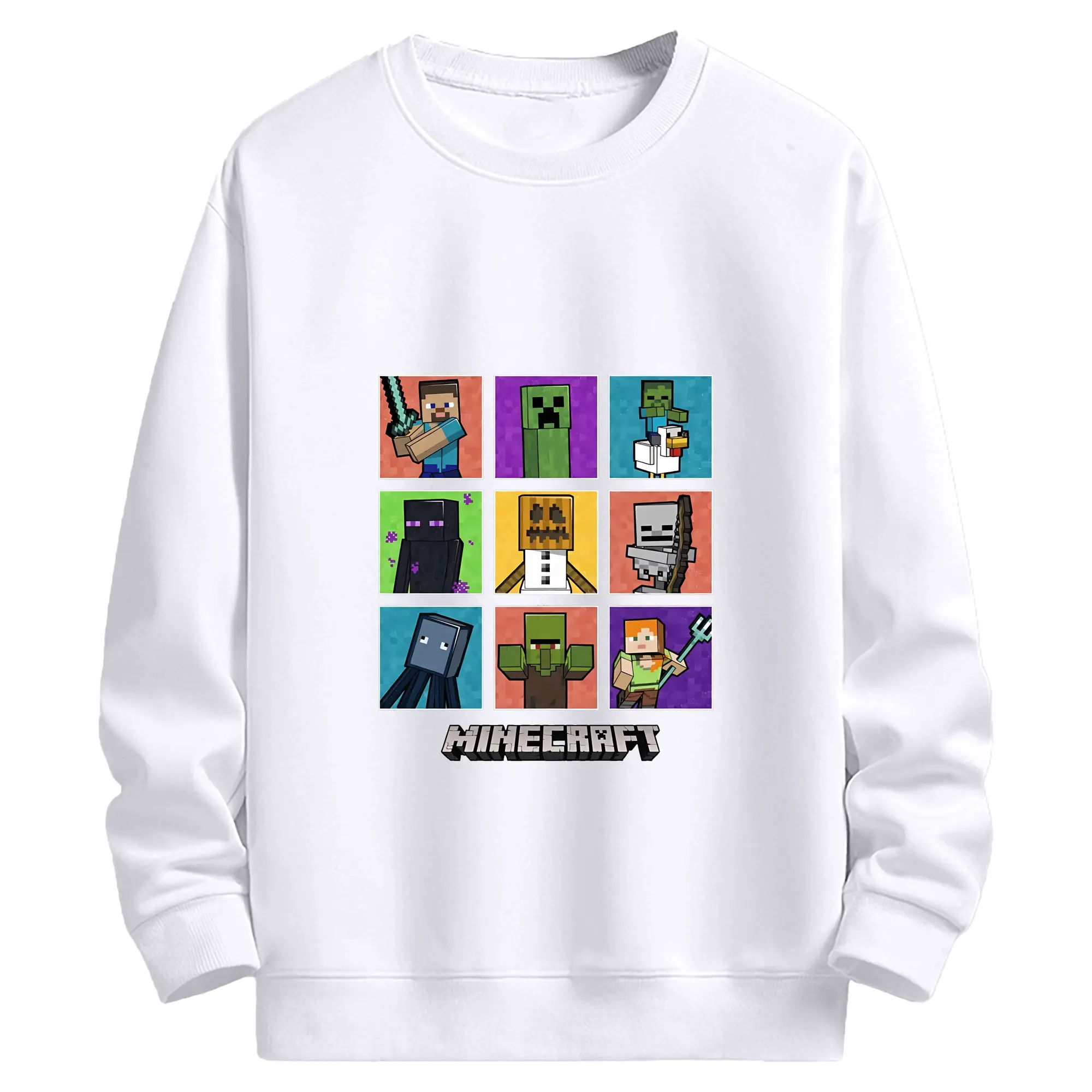 マイクラ グッズ  マイクラ - 高品質 クルーネック スウェット ・ コットン59％ ポリエステル41％ ・ ユニセックス 長袖 トレーナー ・ カジュアル デイリー スポーツ 散歩用