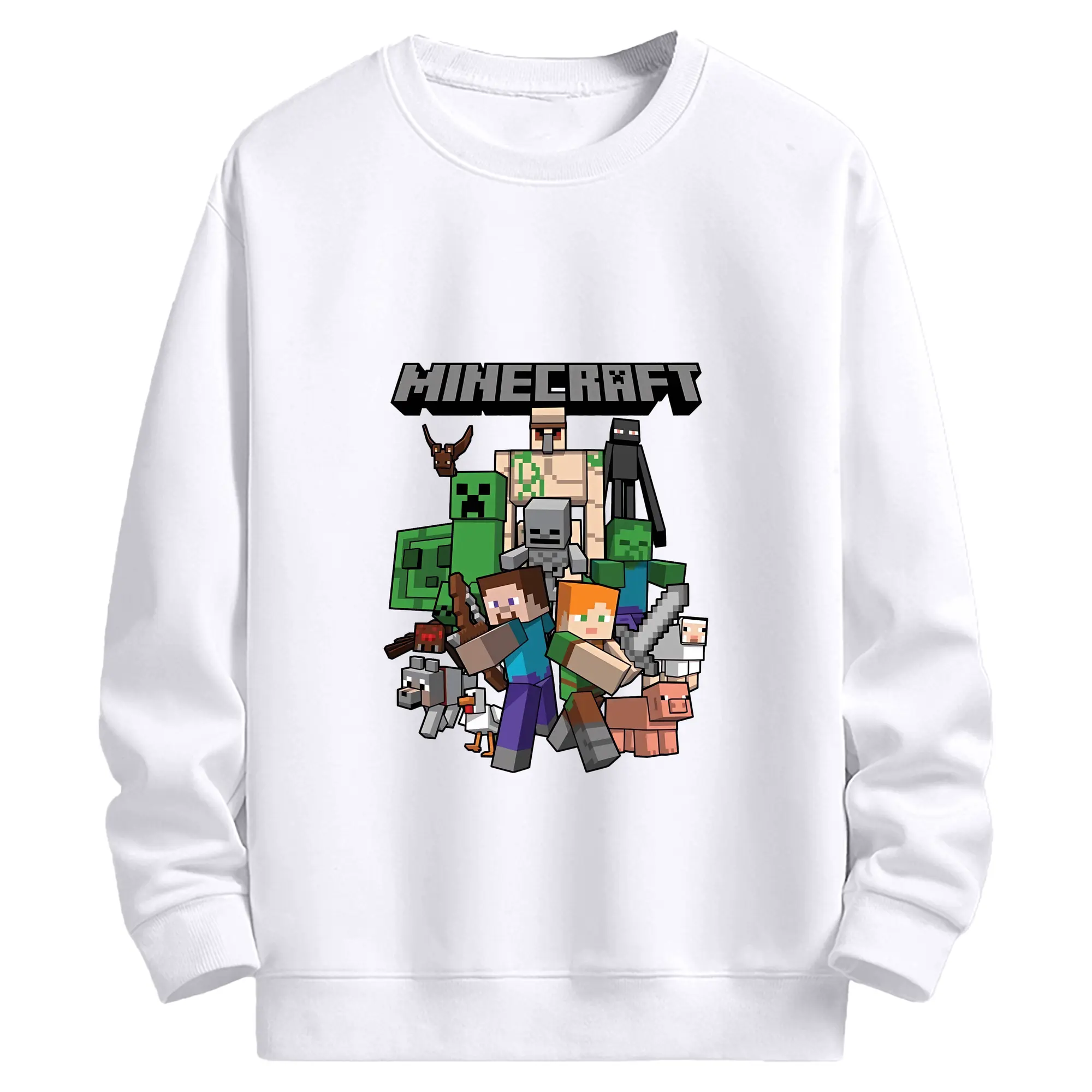 マイクラ グッズ  マイクラ - 高品質 クルーネック スウェット ・ コットン59％ ポリエステル41％ ・ ユニセックス 長袖 トレーナー ・ カジュアル デイリー スポーツ 散歩用