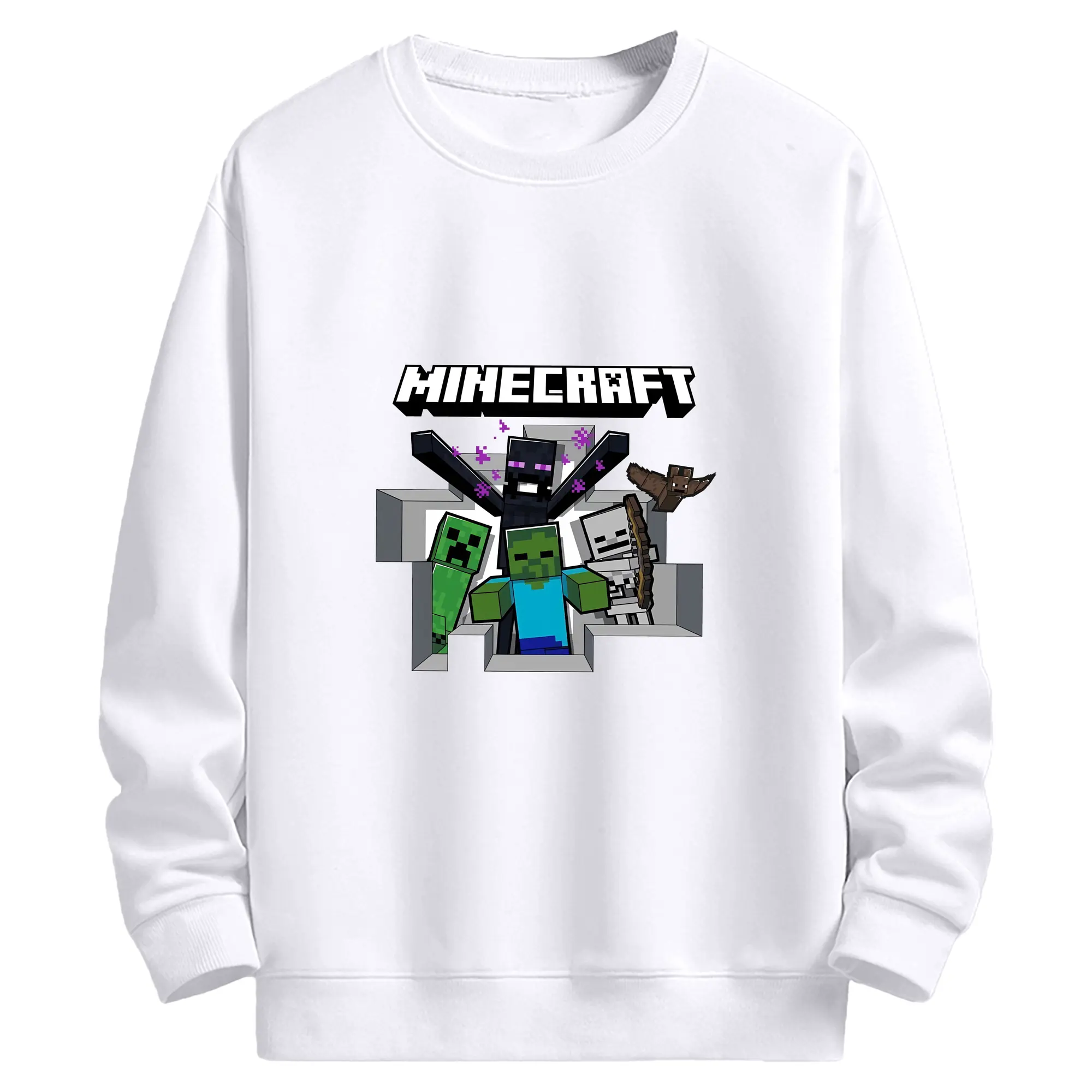 マイクラ グッズ  マイクラ - 高品質 クルーネック スウェット ・ コットン59％ ポリエステル41％ ・ ユニセックス 長袖 トレーナー ・ カジュアル デイリー スポーツ 散歩用