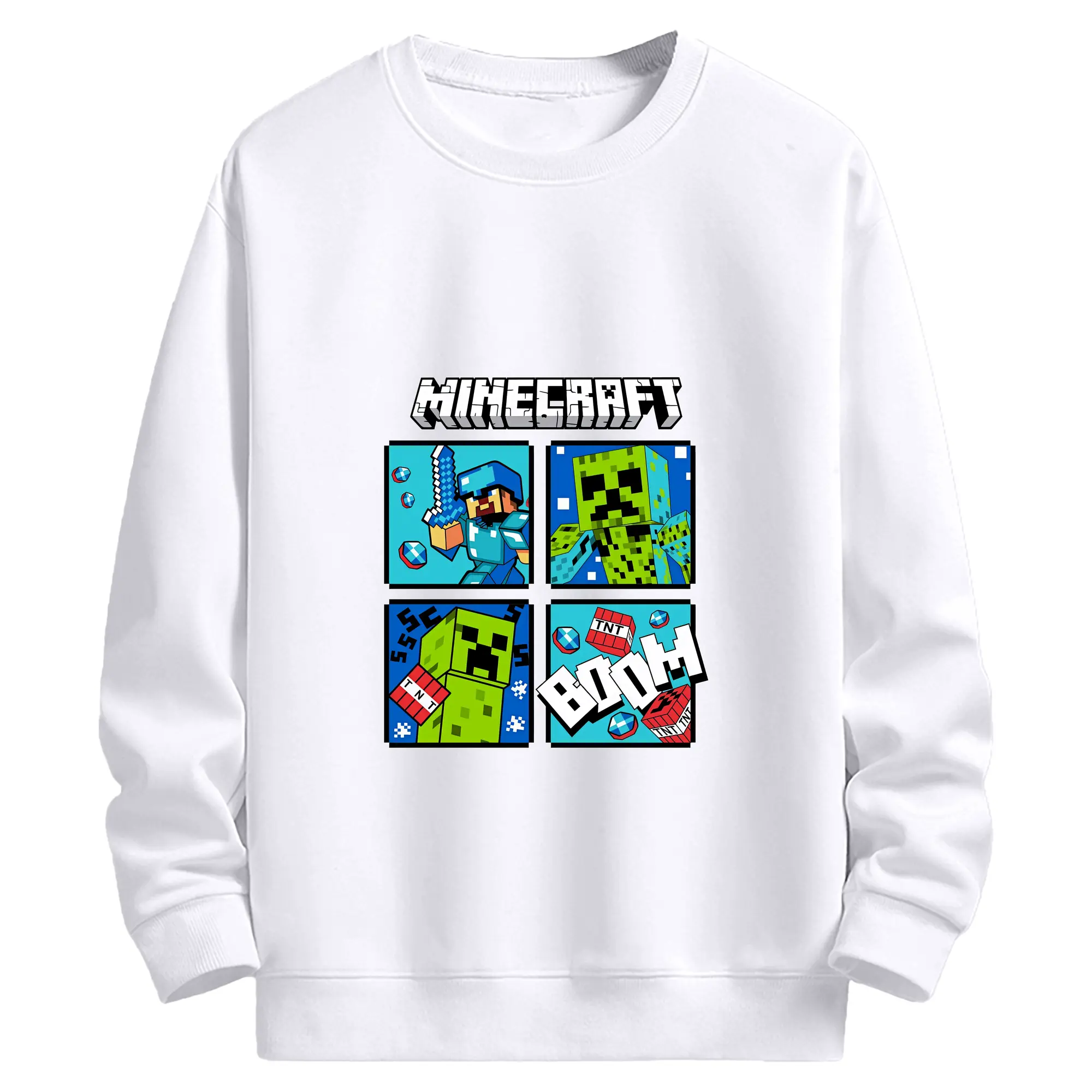 マイクラ グッズ  マイクラ - 高品質 クルーネック スウェット ・ コットン59％ ポリエステル41％ ・ ユニセックス 長袖 トレーナー ・ カジュアル デイリー スポーツ 散歩用
