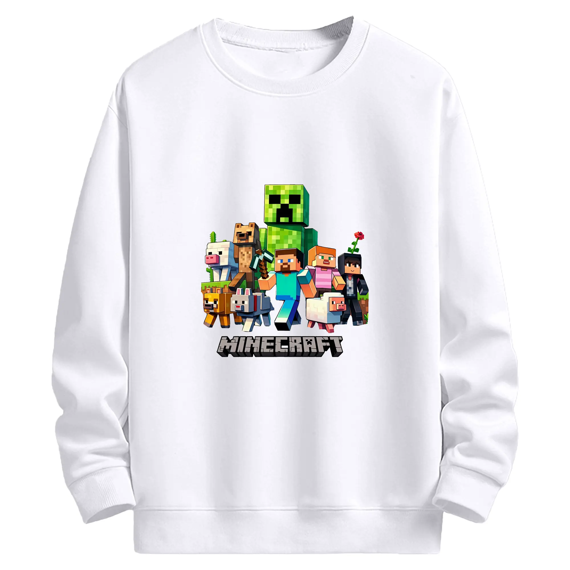 マイクラ グッズ  マイクラ - 高品質 クルーネック スウェット ・ コットン59％ ポリエステル41％ ・ ユニセックス 長袖 トレーナー ・ カジュアル デイリー スポーツ 散歩用
