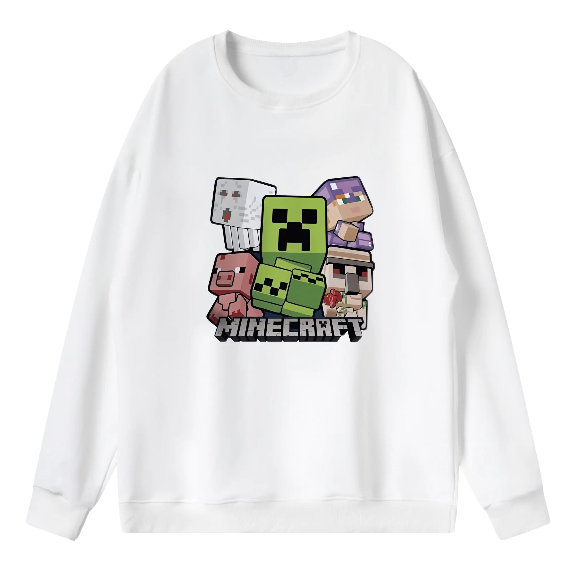 マイクラ グッズ  マイクラ - 薄手 クルーネック スウェット 裏毛260g · ポリエステル 春秋向け カジュアル 男女兼用 · トレーナー デイリー スポーツ 散歩に最適