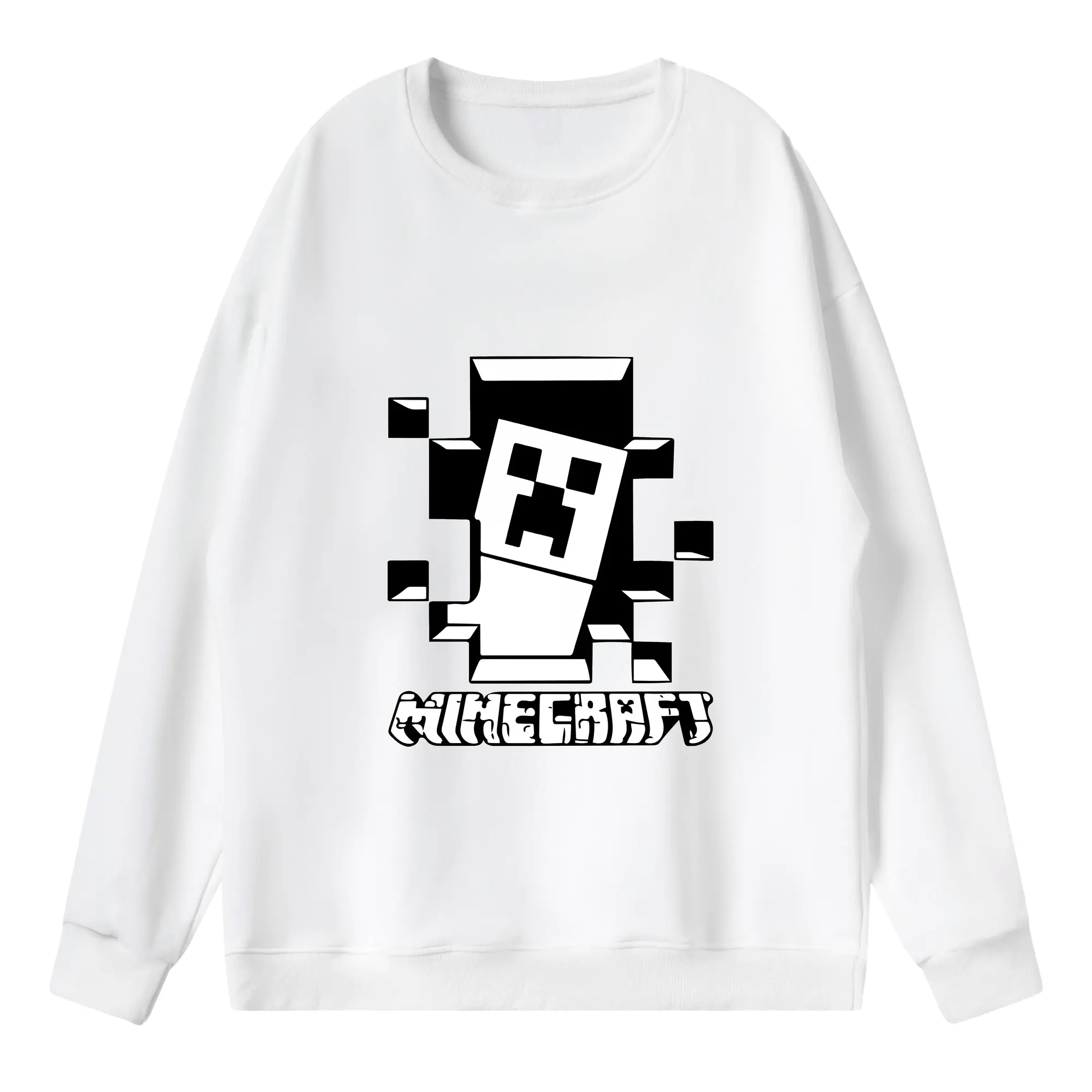 マイクラ グッズ  マイクラ - 薄手 クルーネック スウェット 裏毛260g · ポリエステル 春秋向け カジュアル 男女兼用 · トレーナー デイリー スポーツ 散歩に最適