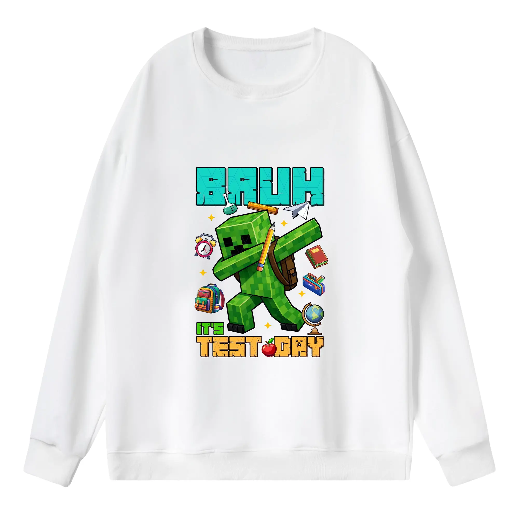 マイクラ グッズ  マイクラ - 薄手 クルーネック スウェット 裏毛260g · ポリエステル 春秋向け カジュアル 男女兼用 · トレーナー デイリー スポーツ 散歩に最適