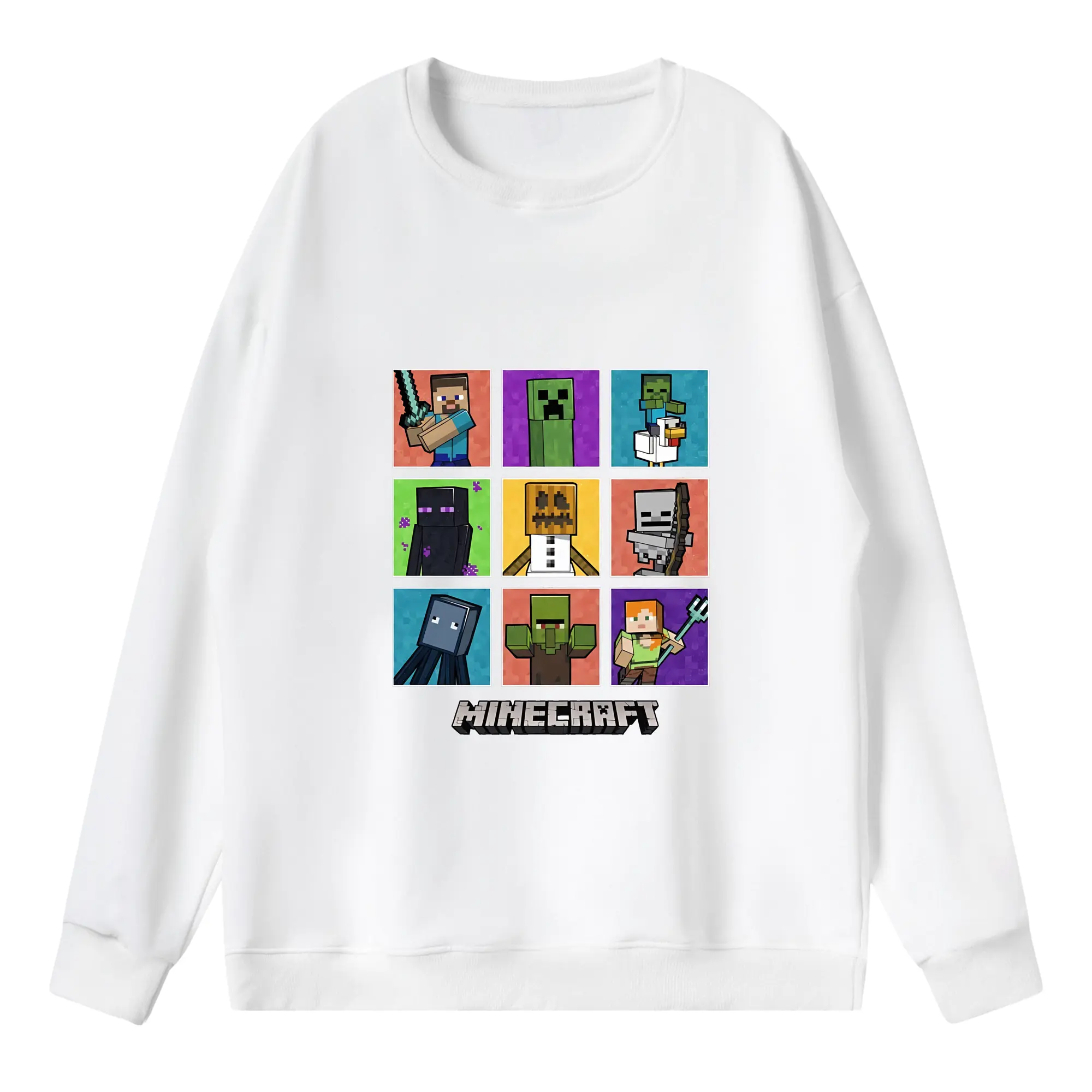 マイクラ グッズ  マイクラ - 薄手 クルーネック スウェット 裏毛260g · ポリエステル 春秋向け カジュアル 男女兼用 · トレーナー デイリー スポーツ 散歩に最適