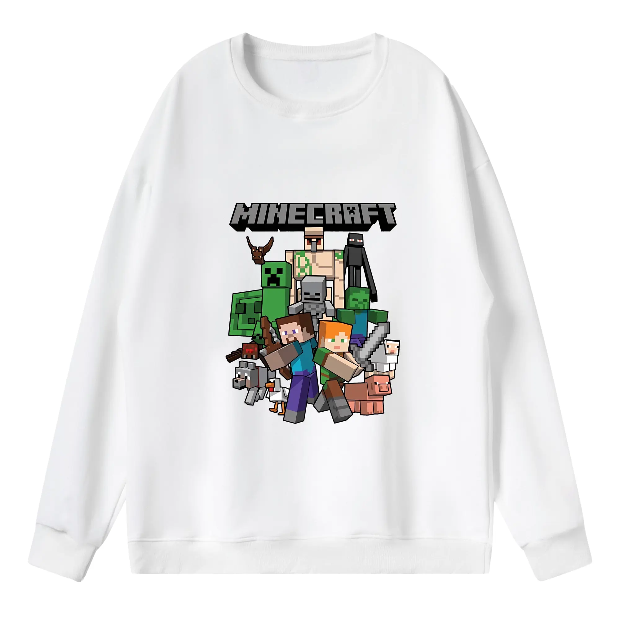 マイクラ グッズ  マイクラ - 薄手 クルーネック スウェット 裏毛260g · ポリエステル 春秋向け カジュアル 男女兼用 · トレーナー デイリー スポーツ 散歩に最適