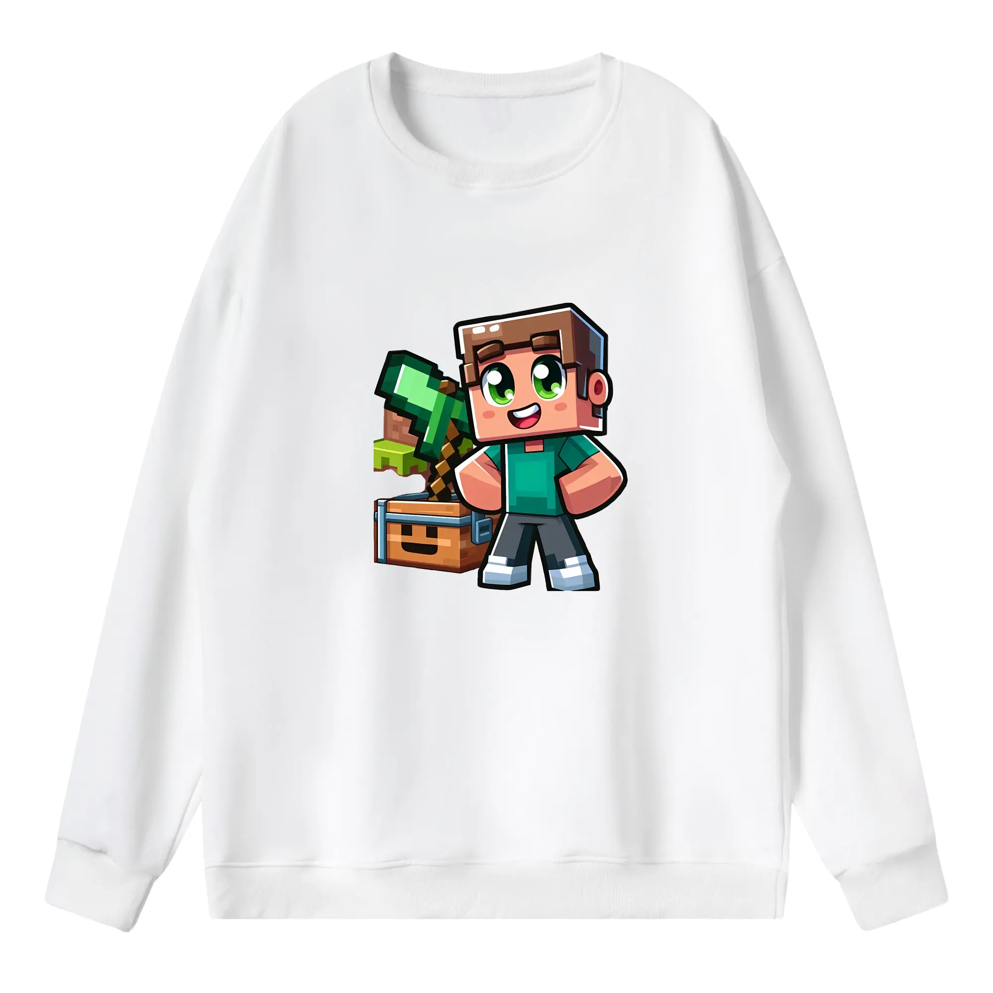 マイクラ グッズ  マイクラ - 薄手 クルーネック スウェット 裏毛260g · ポリエステル 春秋向け カジュアル 男女兼用 · トレーナー デイリー スポーツ 散歩に最適