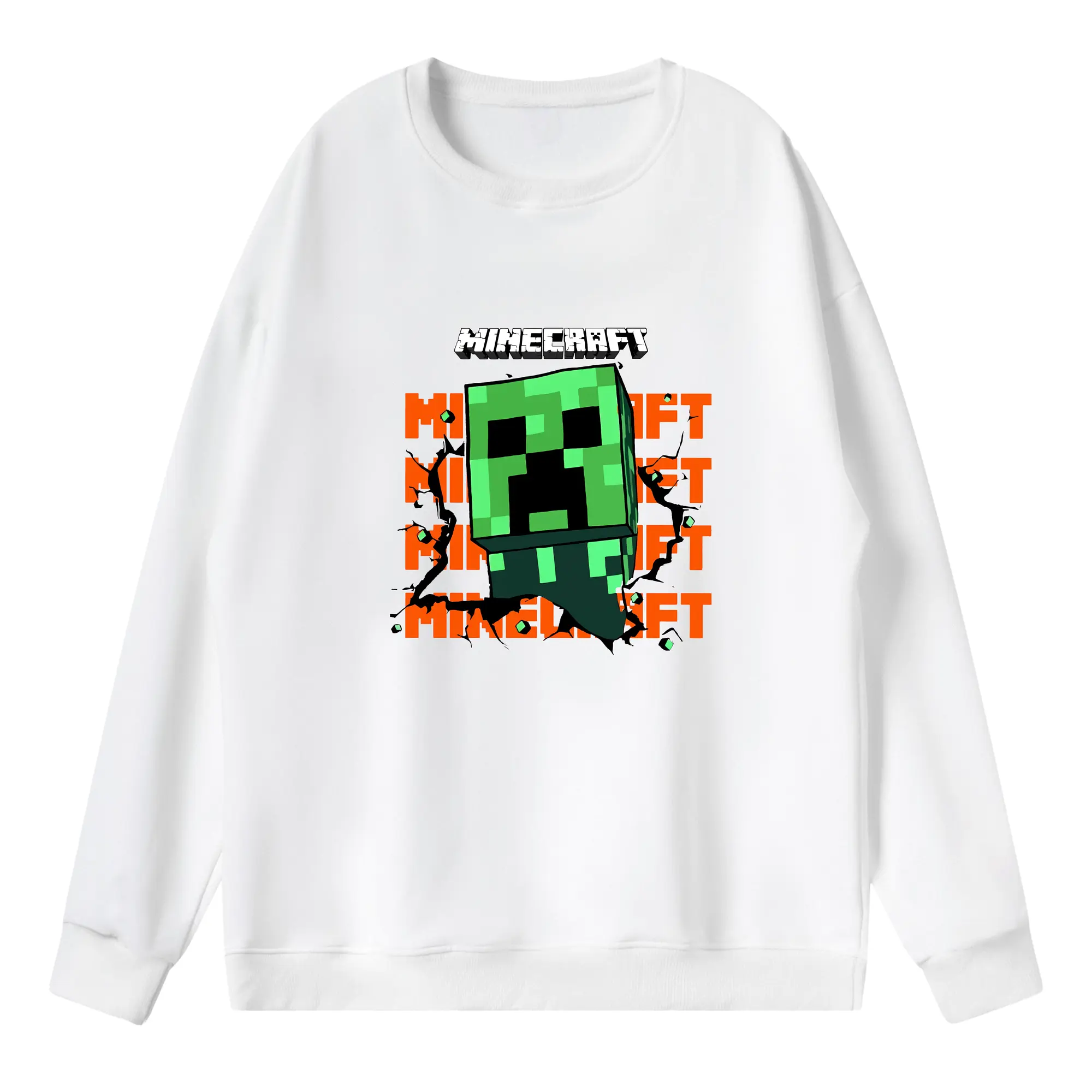 マイクラ グッズ  マイクラ - 薄手 クルーネック スウェット 裏毛260g · ポリエステル 春秋向け カジュアル 男女兼用 · トレーナー デイリー スポーツ 散歩に最適