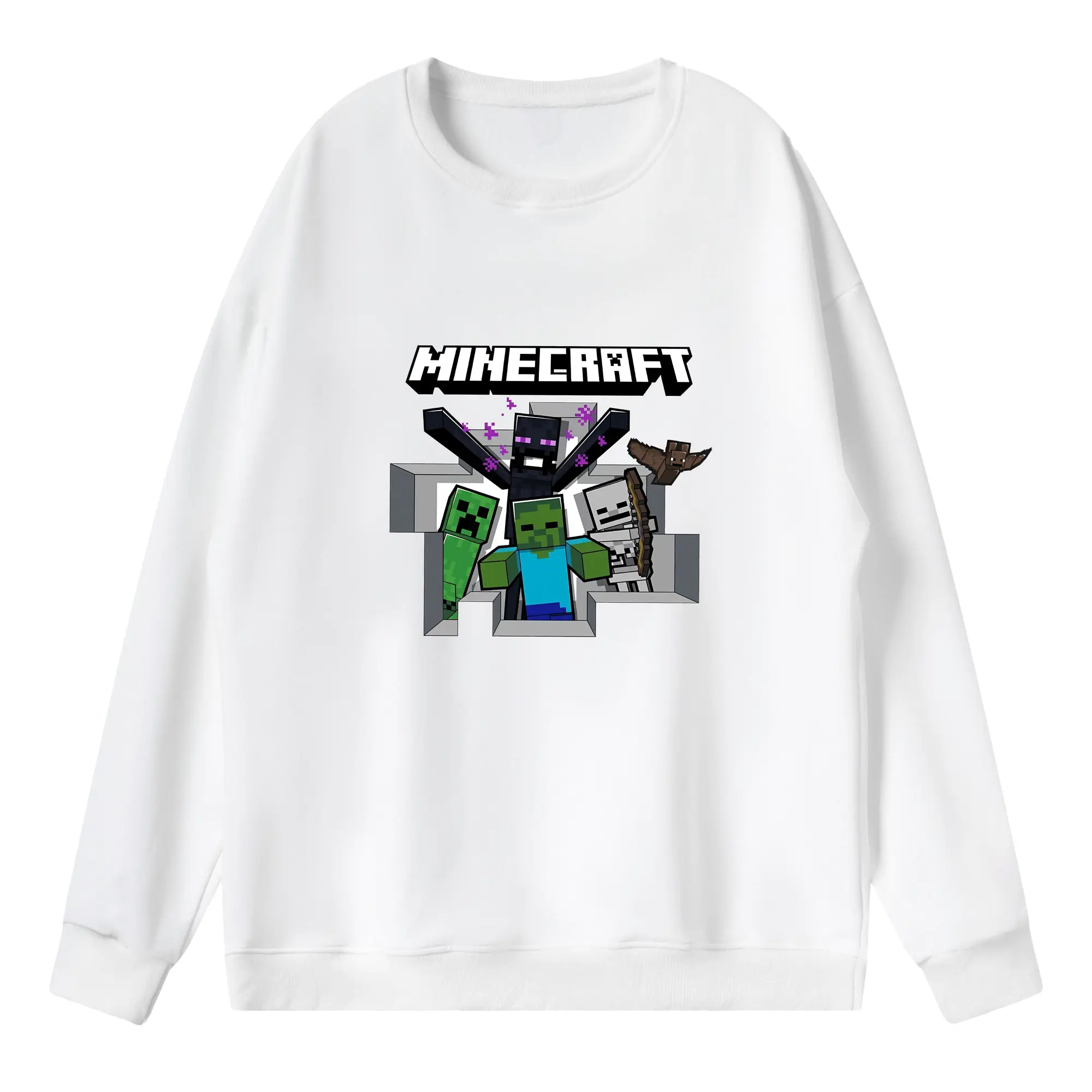 マイクラ グッズ  マイクラ - 薄手 クルーネック スウェット 裏毛260g · ポリエステル 春秋向け カジュアル 男女兼用 · トレーナー デイリー スポーツ 散歩に最適