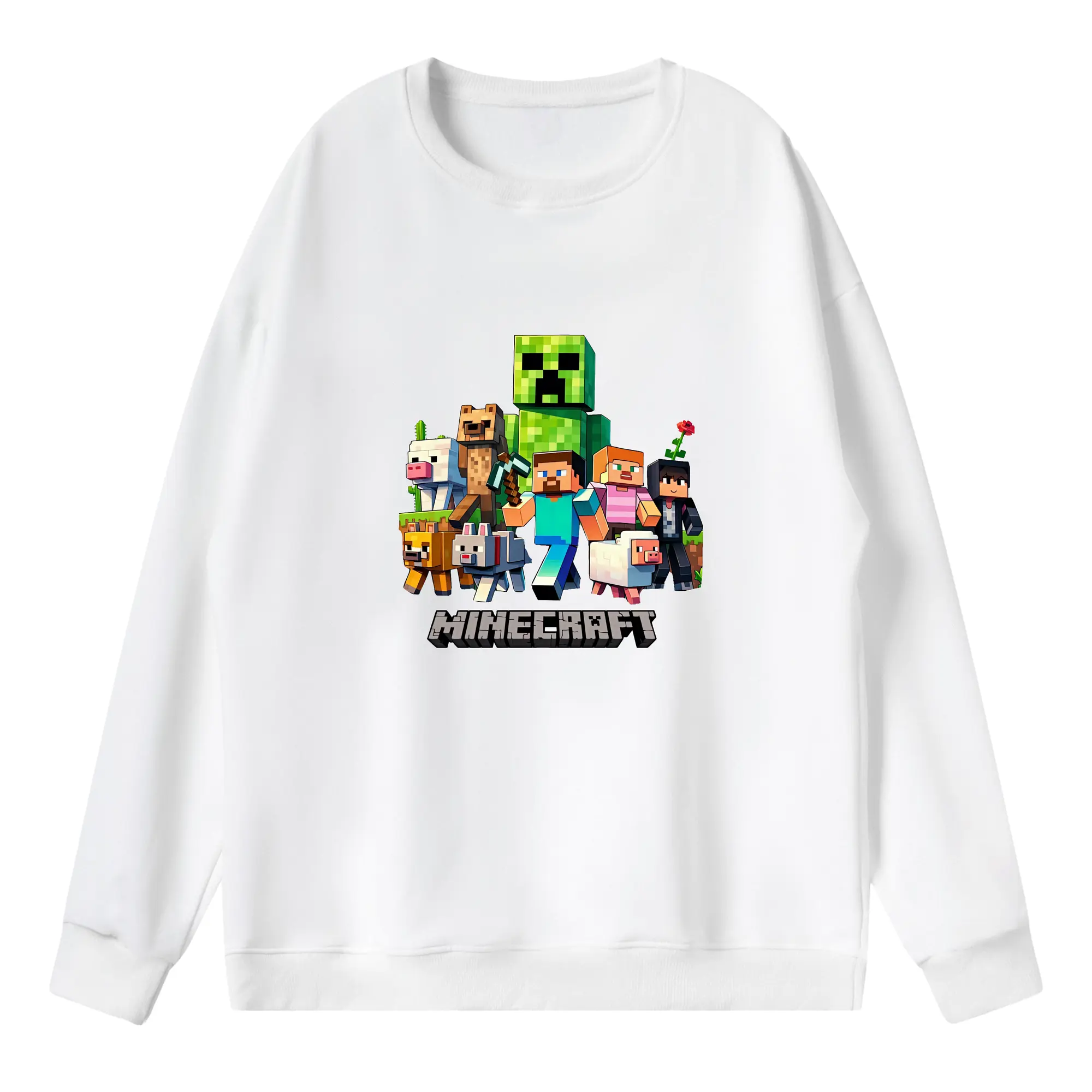 マイクラ グッズ  マイクラ - 薄手 クルーネック スウェット 裏毛260g · ポリエステル 春秋向け カジュアル 男女兼用 · トレーナー デイリー スポーツ 散歩に最適