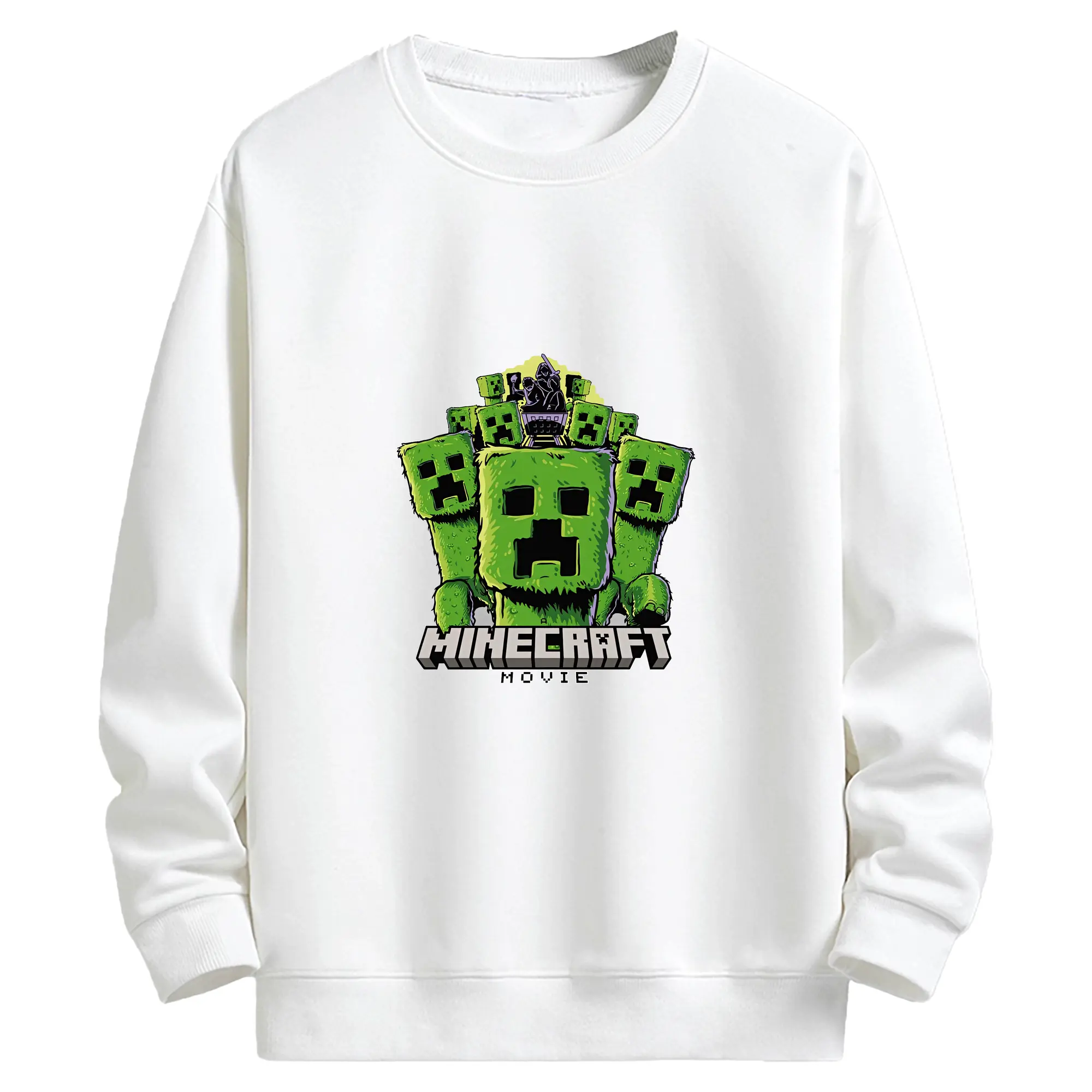 マイクラ グッズ  マイクラ - キッズ クルーネックスウェットシャツ ・ フロントプリント ・ 綿80％ ポリエステル20％ ・ 快適 通学 スポーツ 日常使い お散歩用