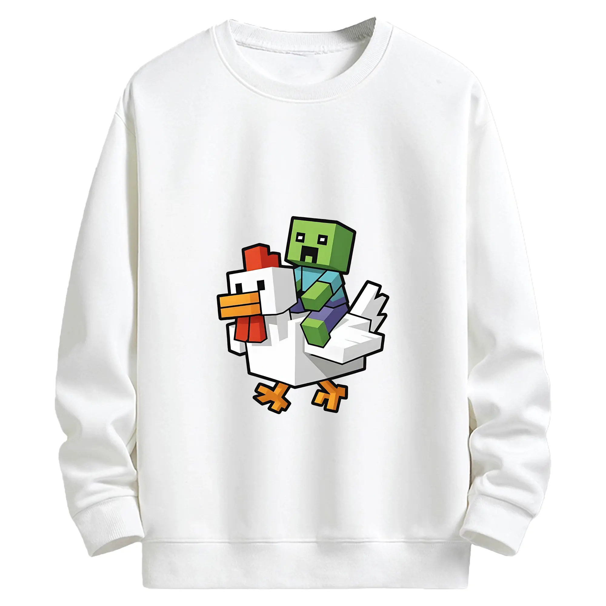 マイクラ グッズ  マイクラ - キッズ クルーネックスウェットシャツ ・ フロントプリント ・ 綿80％ ポリエステル20％ ・ 快適 通学 スポーツ 日常使い お散歩用