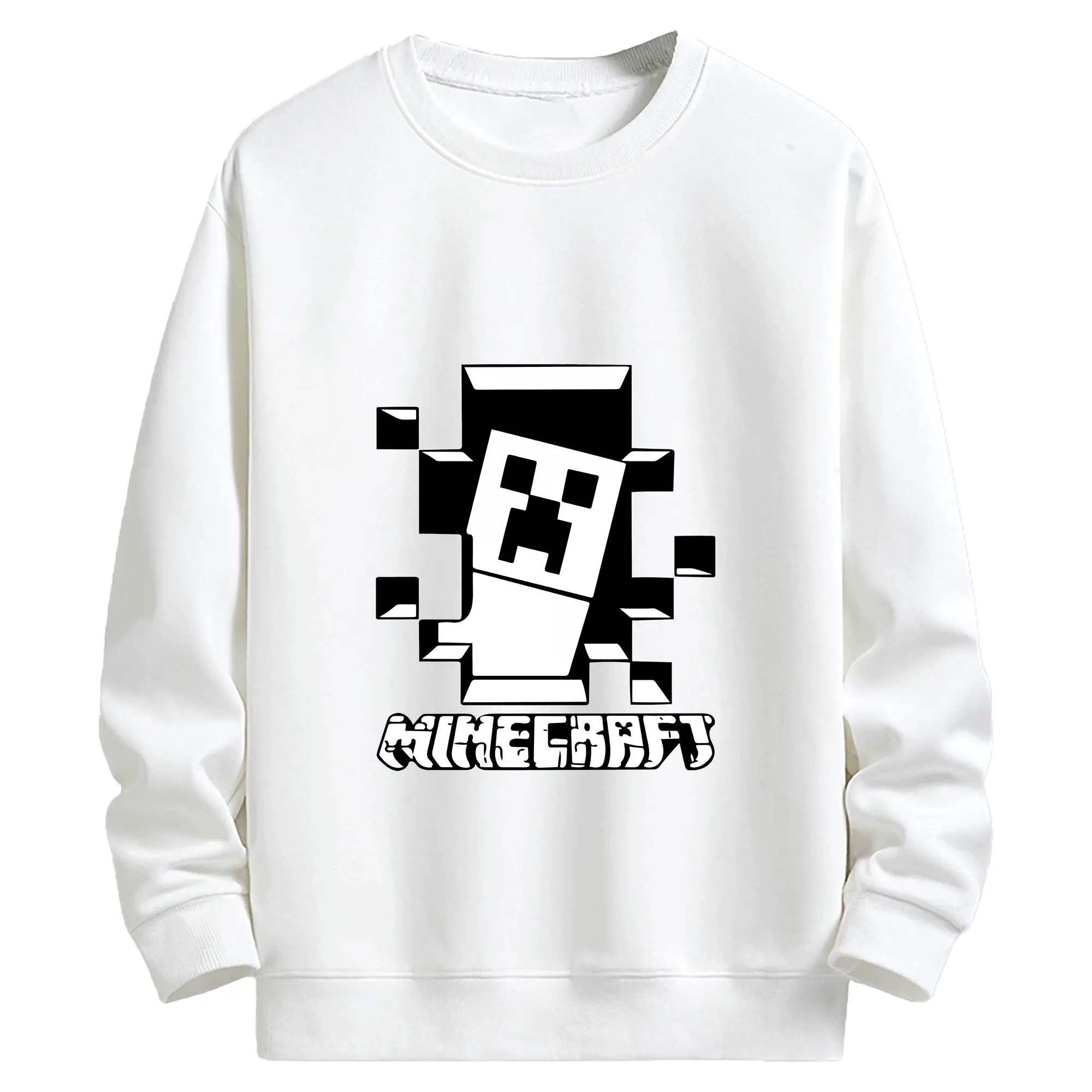 マイクラ グッズ  マイクラ - キッズ クルーネックスウェットシャツ ・ フロントプリント ・ 綿80％ ポリエステル20％ ・ 快適 通学 スポーツ 日常使い お散歩用