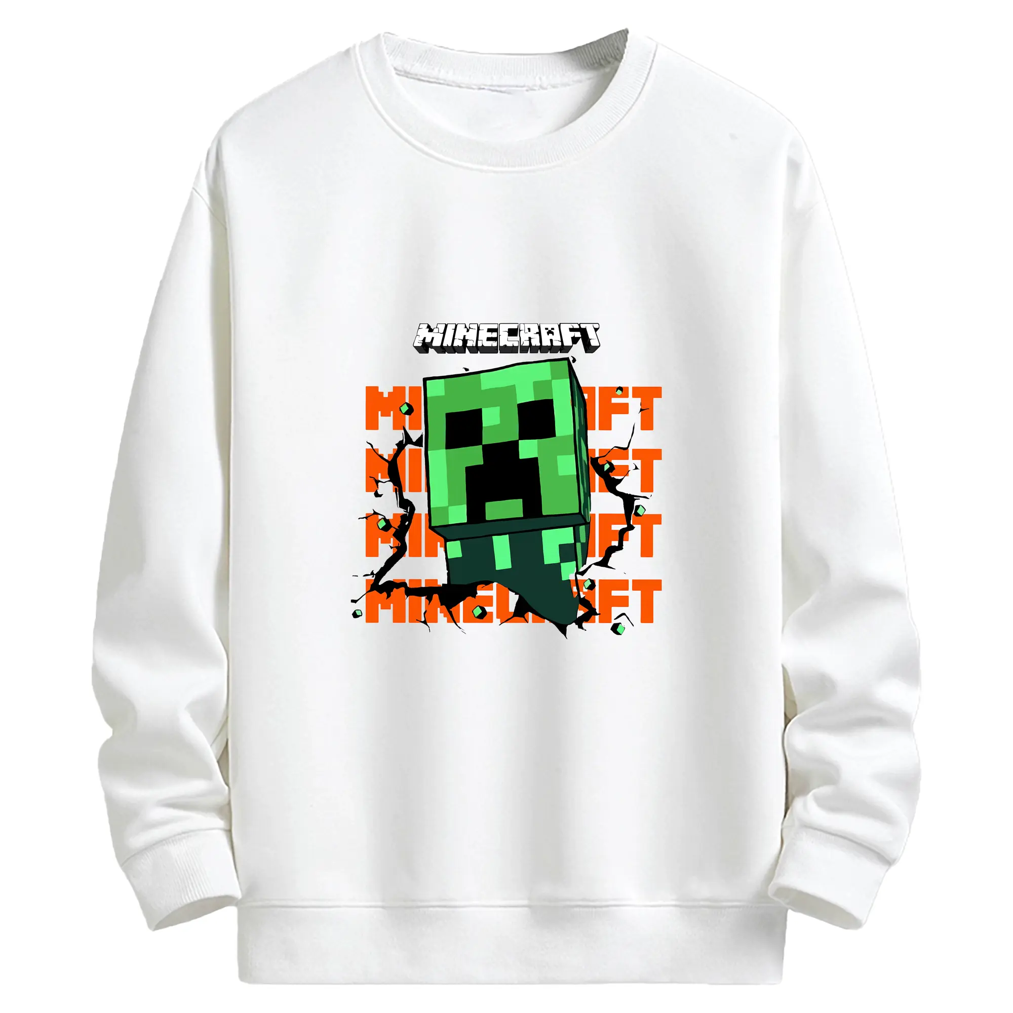 マイクラ グッズ  マイクラ - キッズ クルーネックスウェットシャツ ・ フロントプリント ・ 綿80％ ポリエステル20％ ・ 快適 通学 スポーツ 日常使い お散歩用