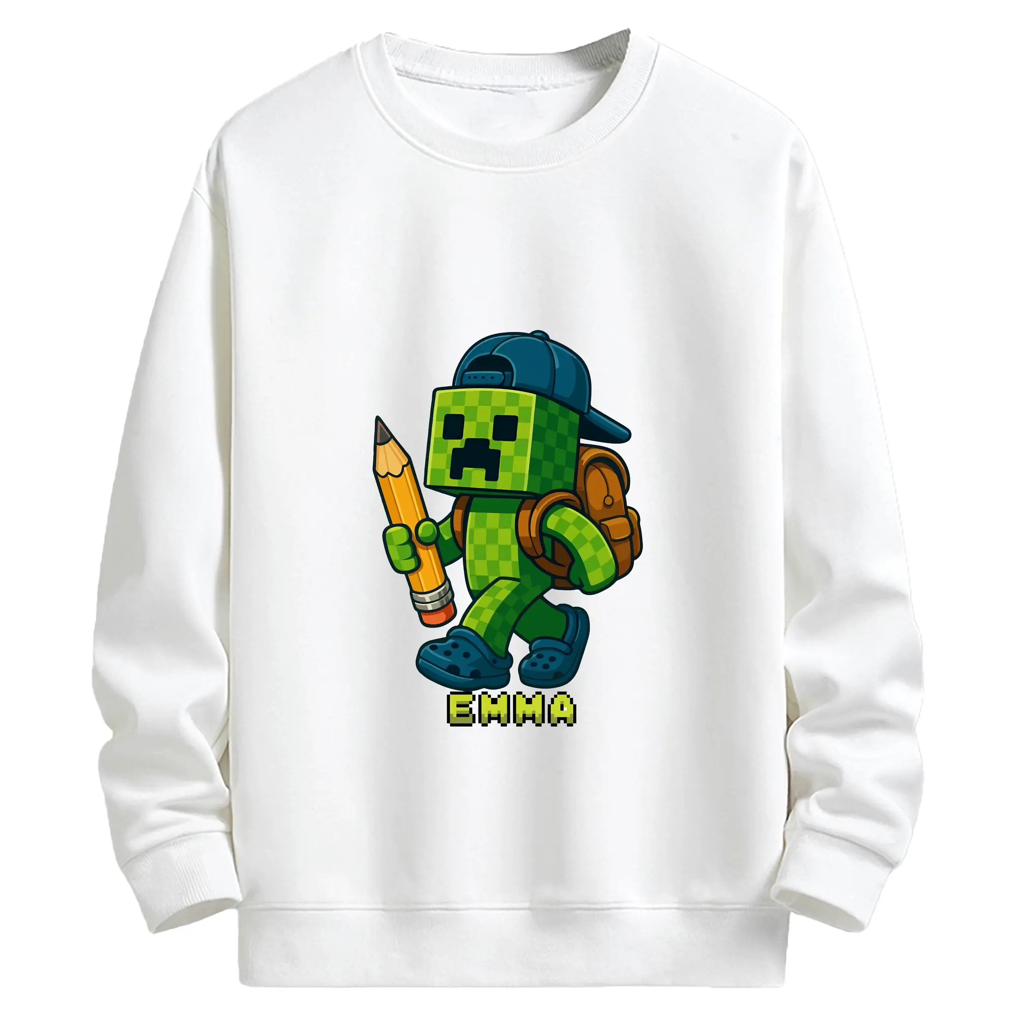 マイクラ グッズ  マイクラ - キッズ クルーネックスウェットシャツ ・ フロントプリント ・ 綿80％ ポリエステル20％ ・ 快適 通学 スポーツ 日常使い お散歩用