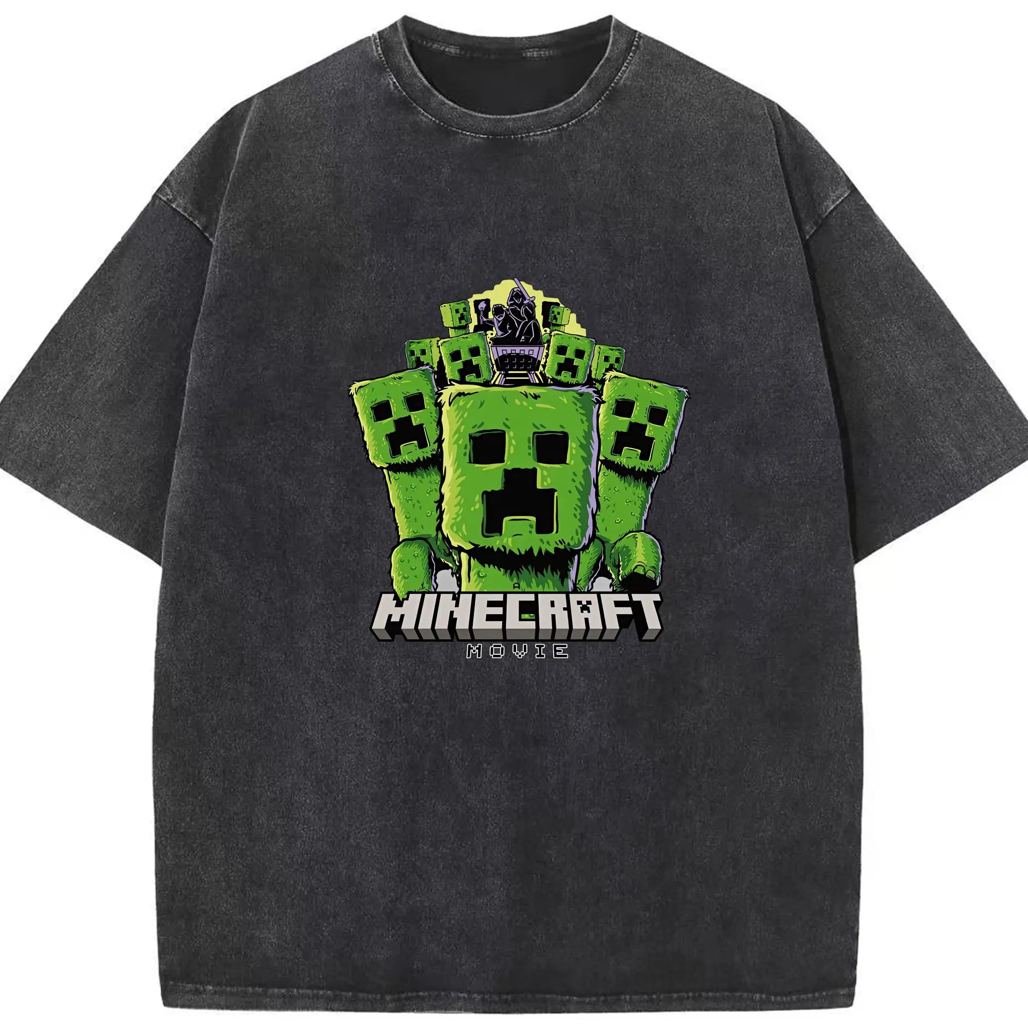 マイクラ グッズ  マイクラ - 綿100％ ヴィンテージ風 半袖Tシャツ ・ フロントプリント ・ 柔らか肌触り ・ 通気性 快適 ・ スポーツ カジュアル 外出用