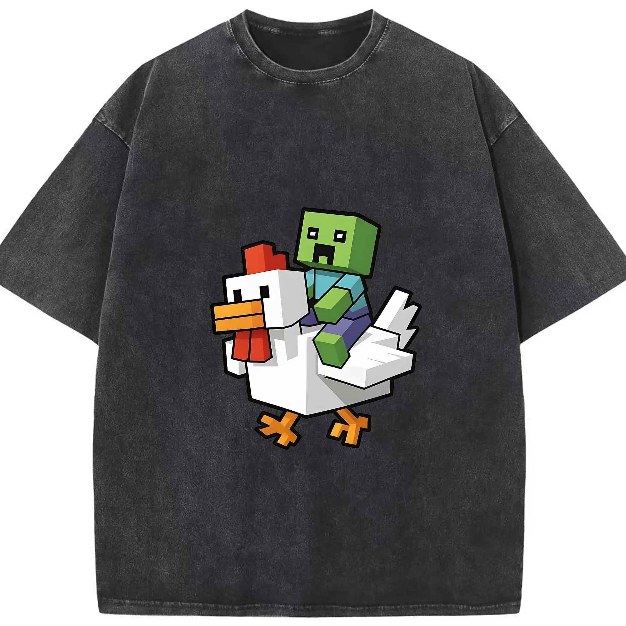 マイクラ グッズ  マイクラ - 綿100％ ヴィンテージ風 半袖Tシャツ ・ フロントプリント ・ 柔らか肌触り ・ 通気性 快適 ・ スポーツ カジュアル 外出用