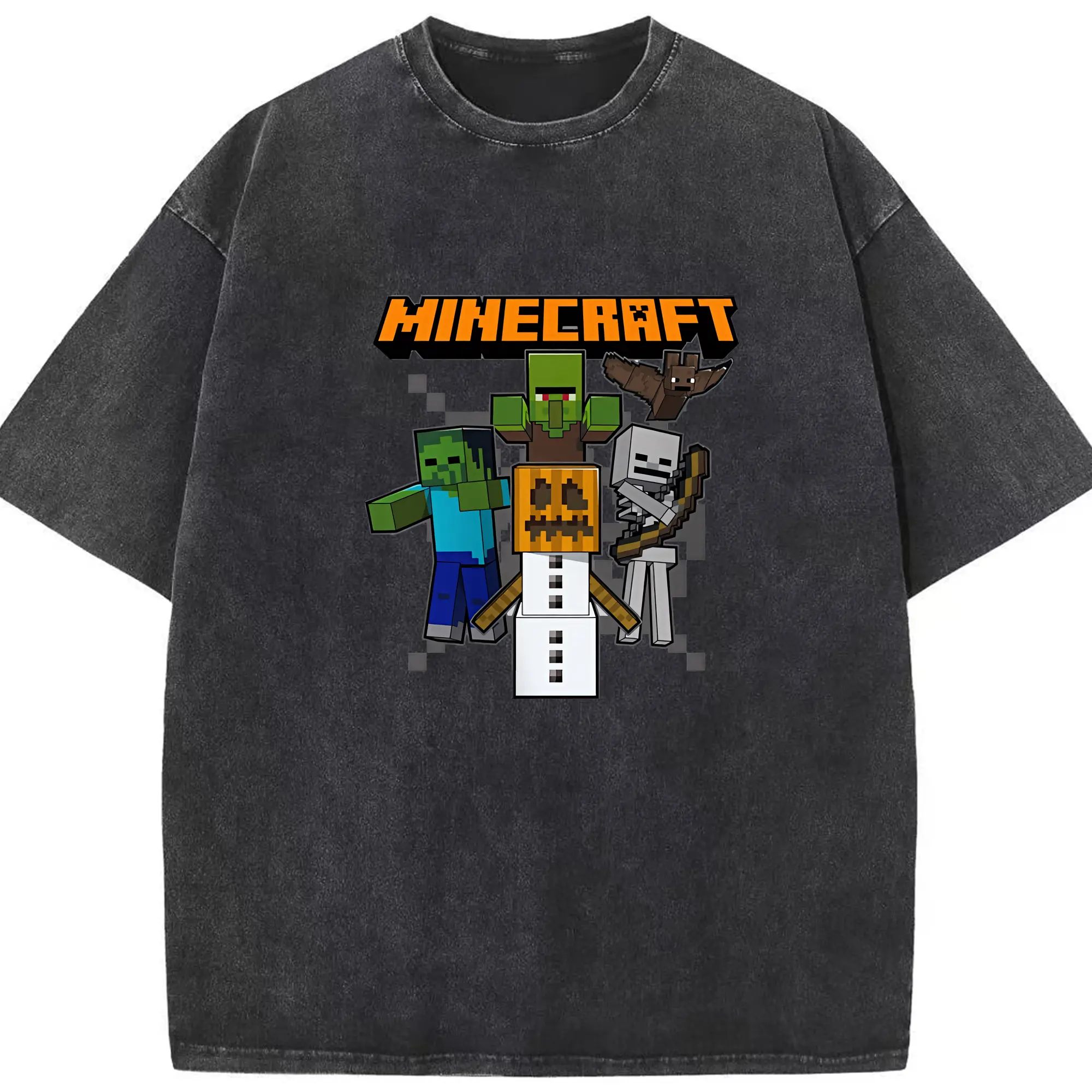 マイクラ グッズ  マイクラ - 綿100％ ヴィンテージ風 半袖Tシャツ ・ フロントプリント ・ 柔らか肌触り ・ 通気性 快適 ・ スポーツ カジュアル 外出用