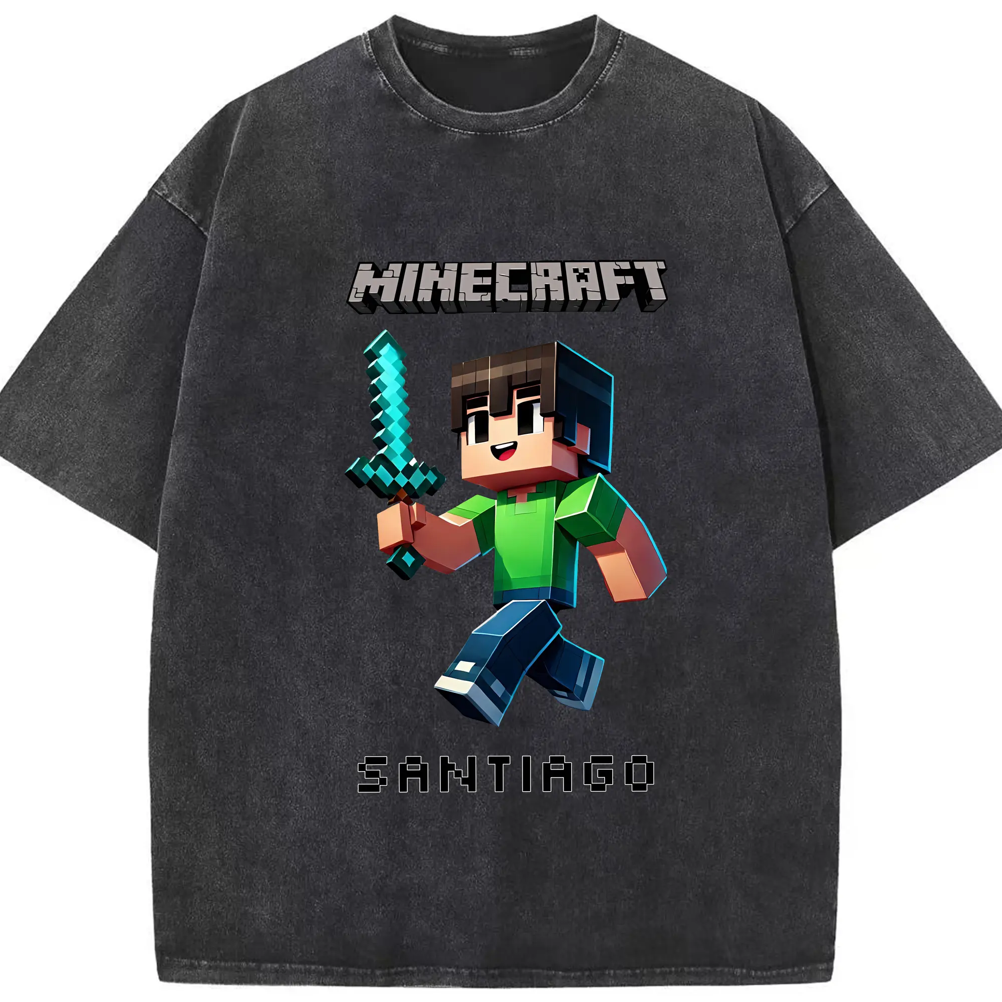 マイクラ グッズ  マイクラ - 綿100％ ヴィンテージ風 半袖Tシャツ ・ フロントプリント ・ 柔らか肌触り ・ 通気性 快適 ・ スポーツ カジュアル 外出用