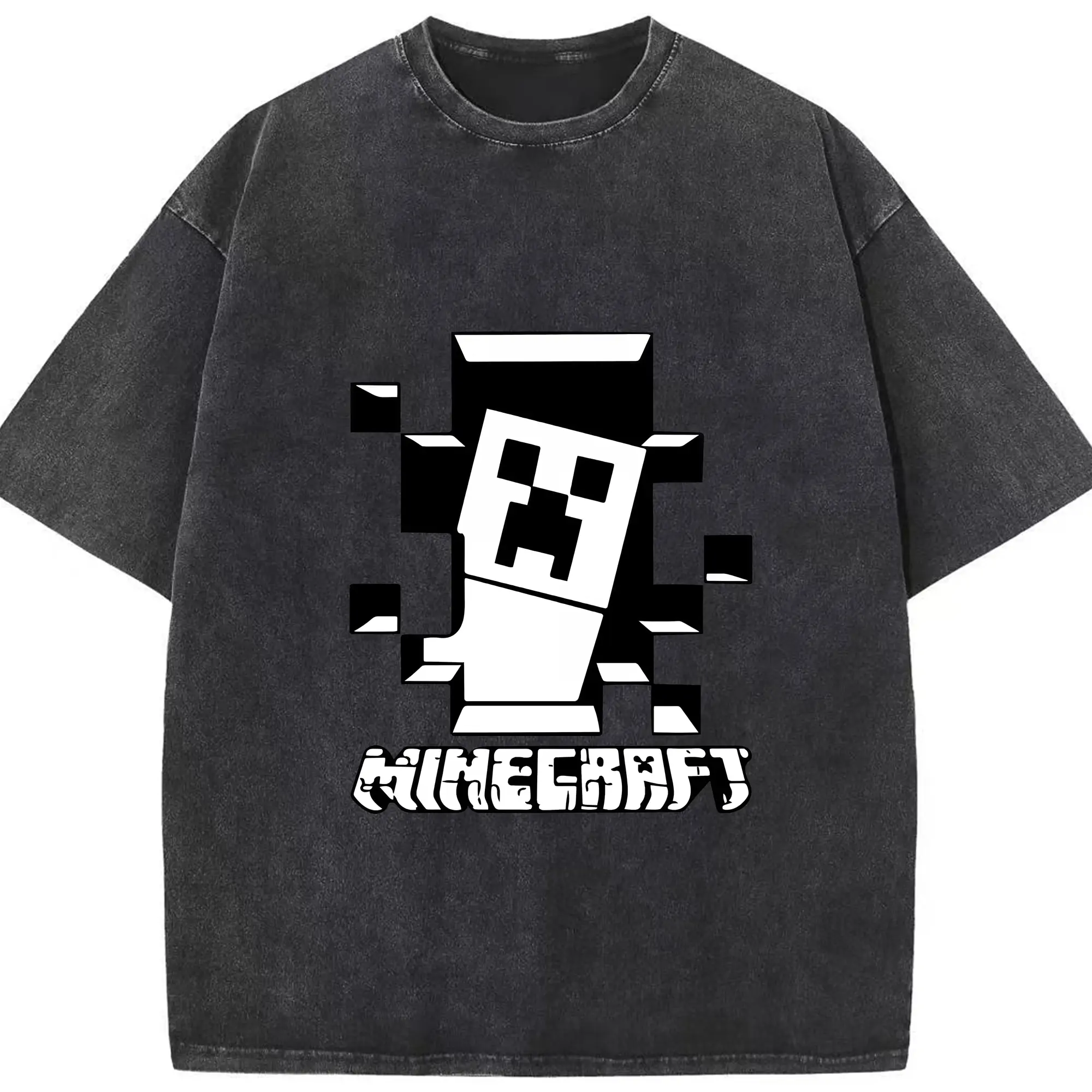 マイクラ グッズ  マイクラ - 綿100％ ヴィンテージ風 半袖Tシャツ ・ フロントプリント ・ 柔らか肌触り ・ 通気性 快適 ・ スポーツ カジュアル 外出用