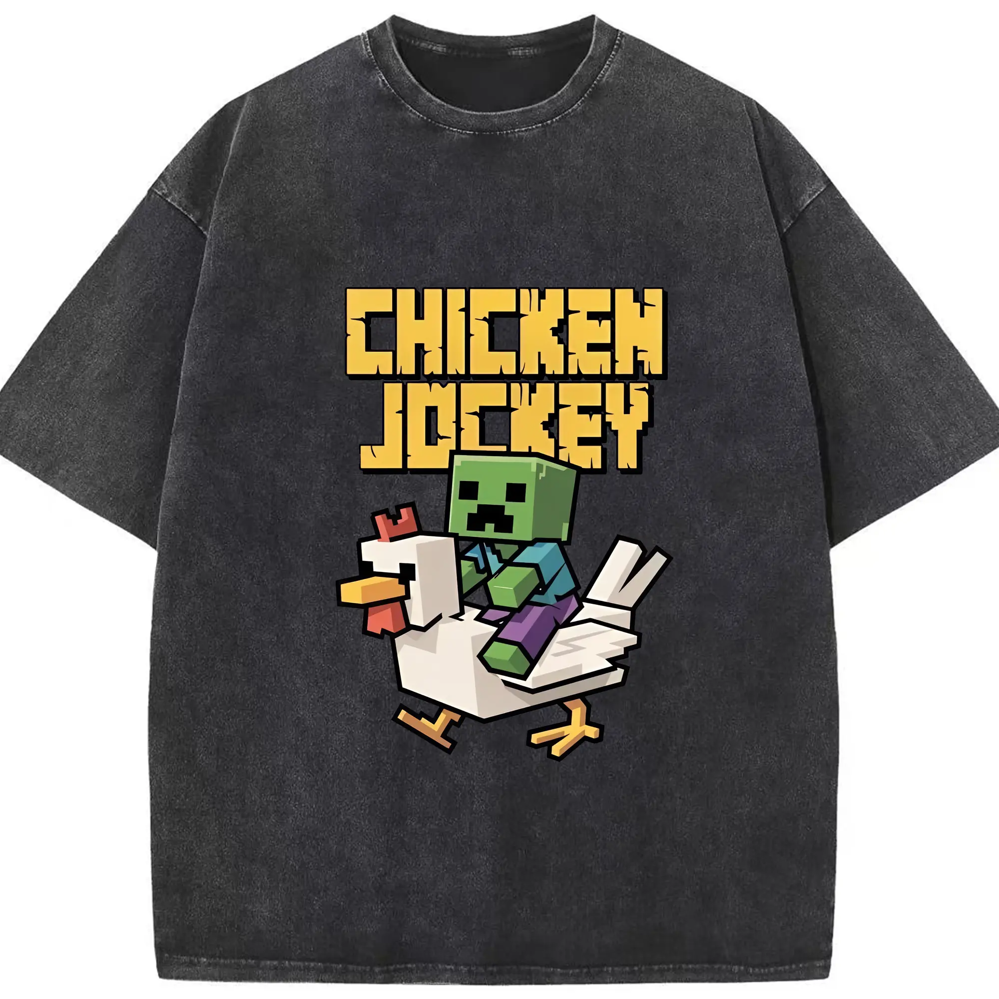 マイクラ グッズ  マイクラ - 綿100％ ヴィンテージ風 半袖Tシャツ ・ フロントプリント ・ 柔らか肌触り ・ 通気性 快適 ・ スポーツ カジュアル 外出用