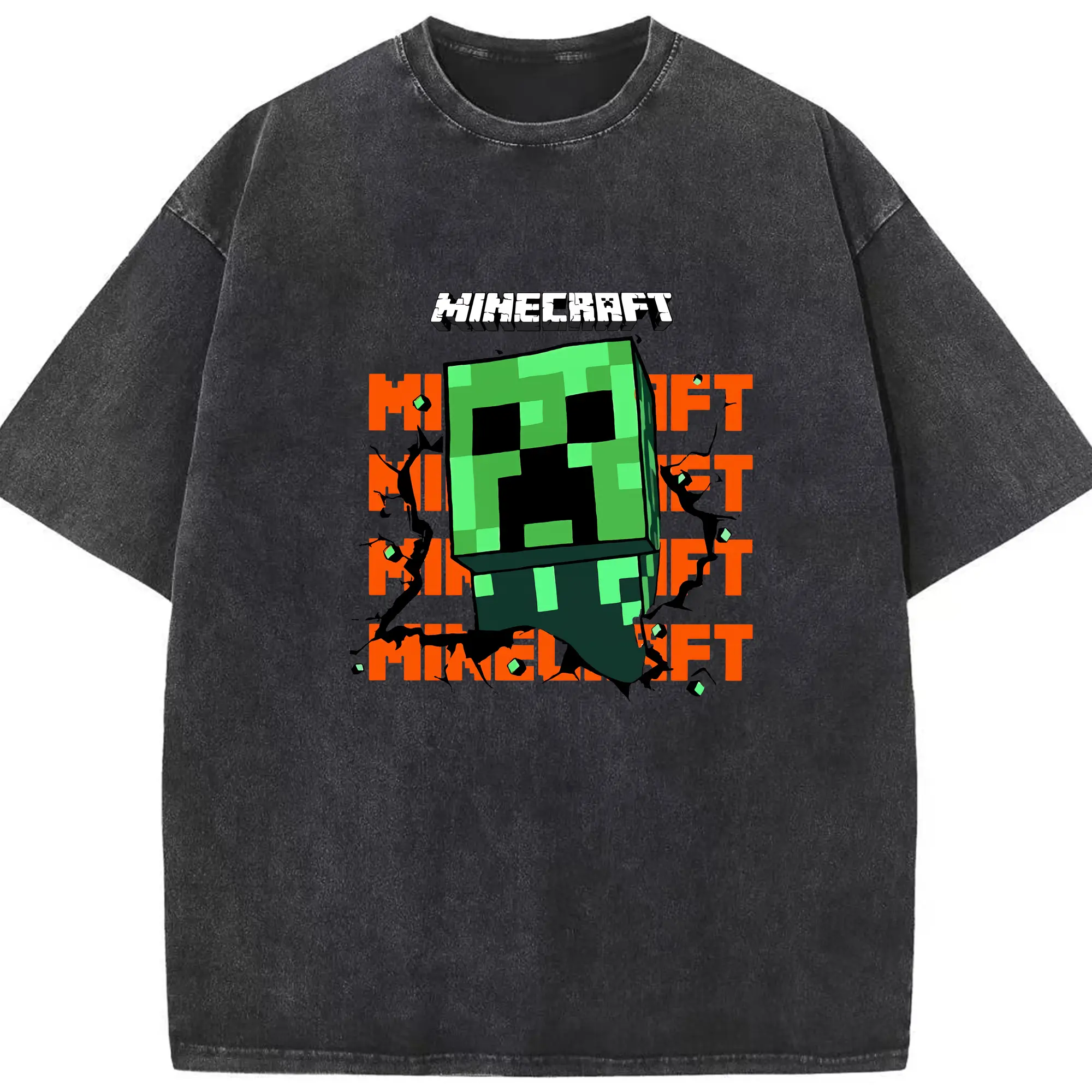 マイクラ グッズ  マイクラ - 綿100％ ヴィンテージ風 半袖Tシャツ ・ フロントプリント ・ 柔らか肌触り ・ 通気性 快適 ・ スポーツ カジュアル 外出用